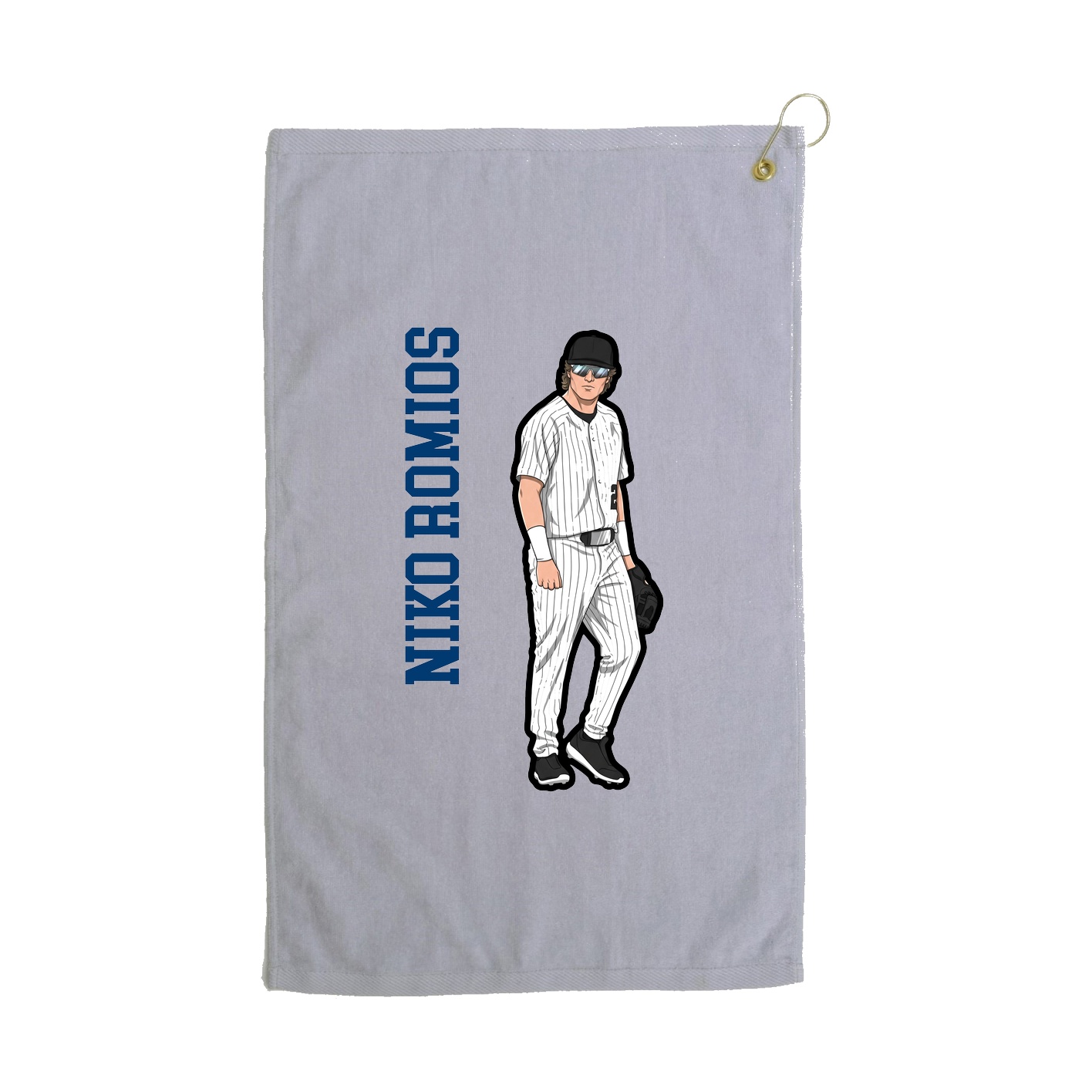 Golf Towel — Name Vertical in Grey