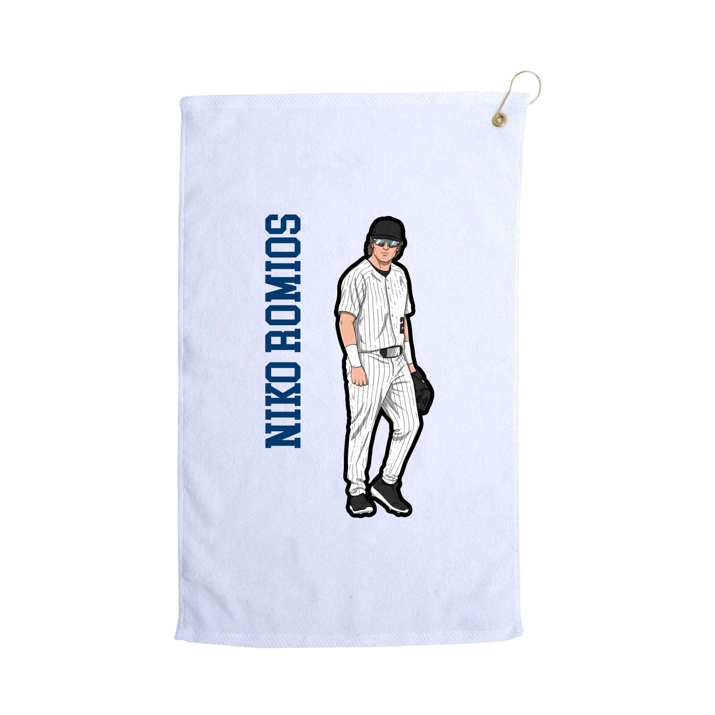 Golf Towel — Name Vertical in White