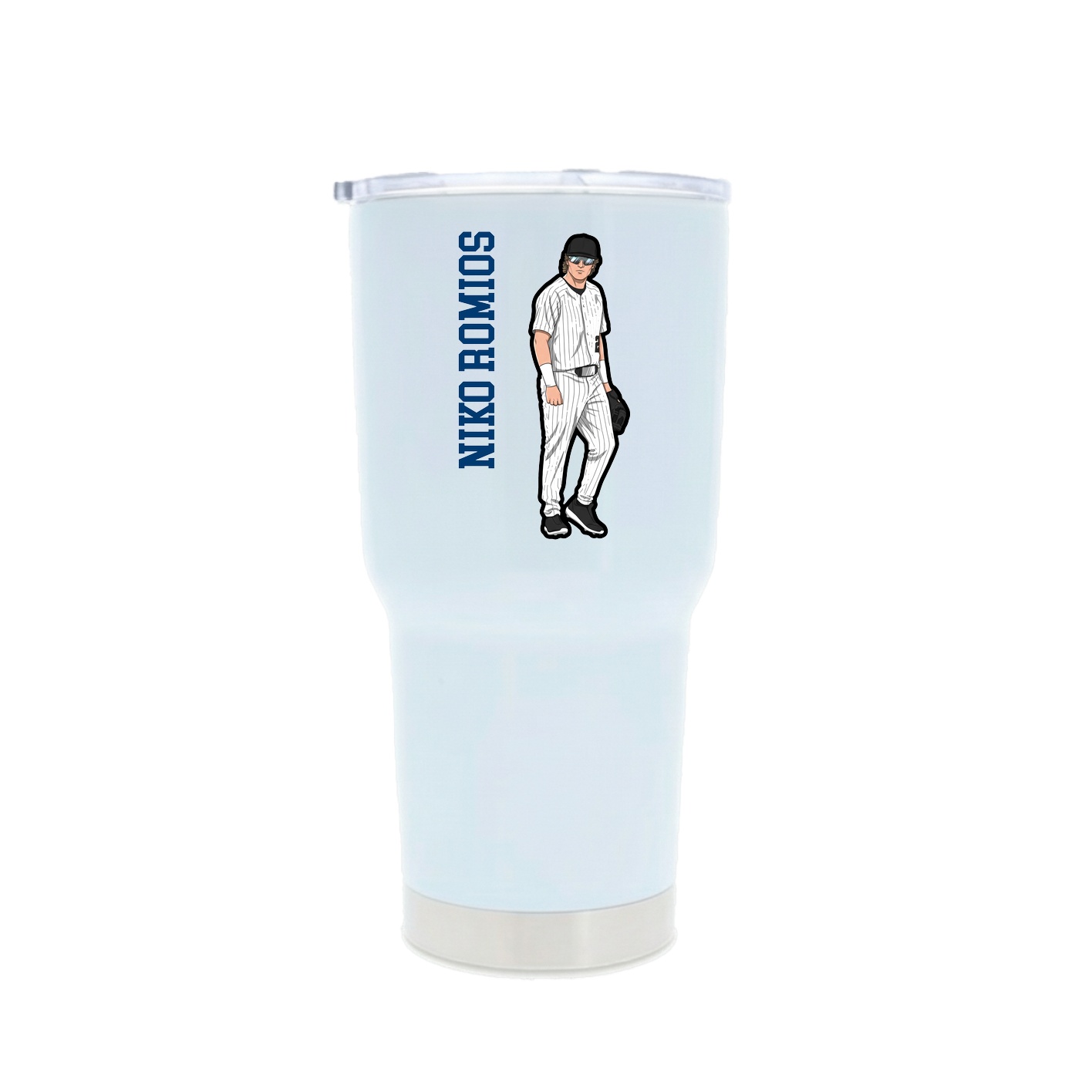 30oz Stainless Steel Tumbler — Name Vertical in White