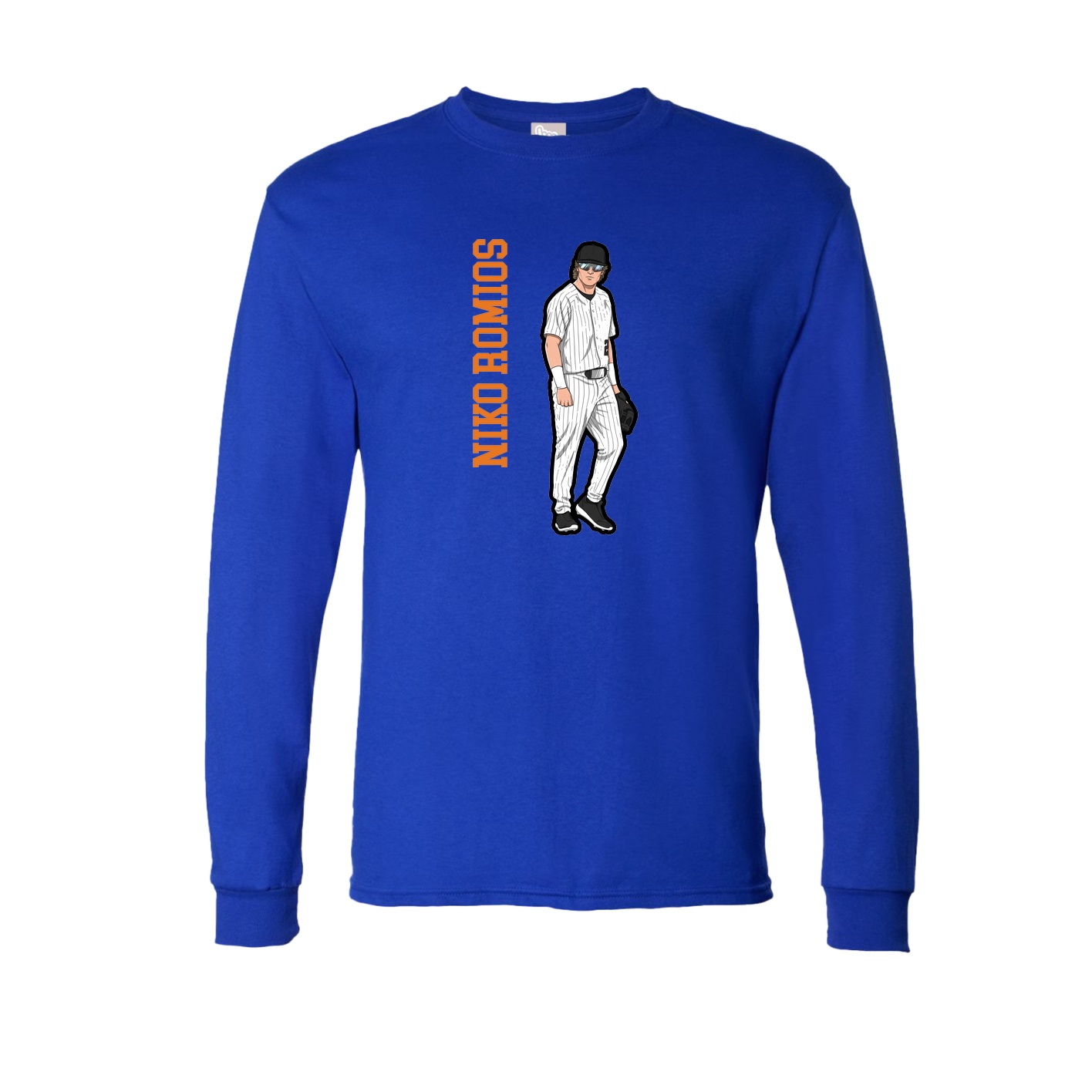 Long Sleeve Tee — Name Vertical in Royal