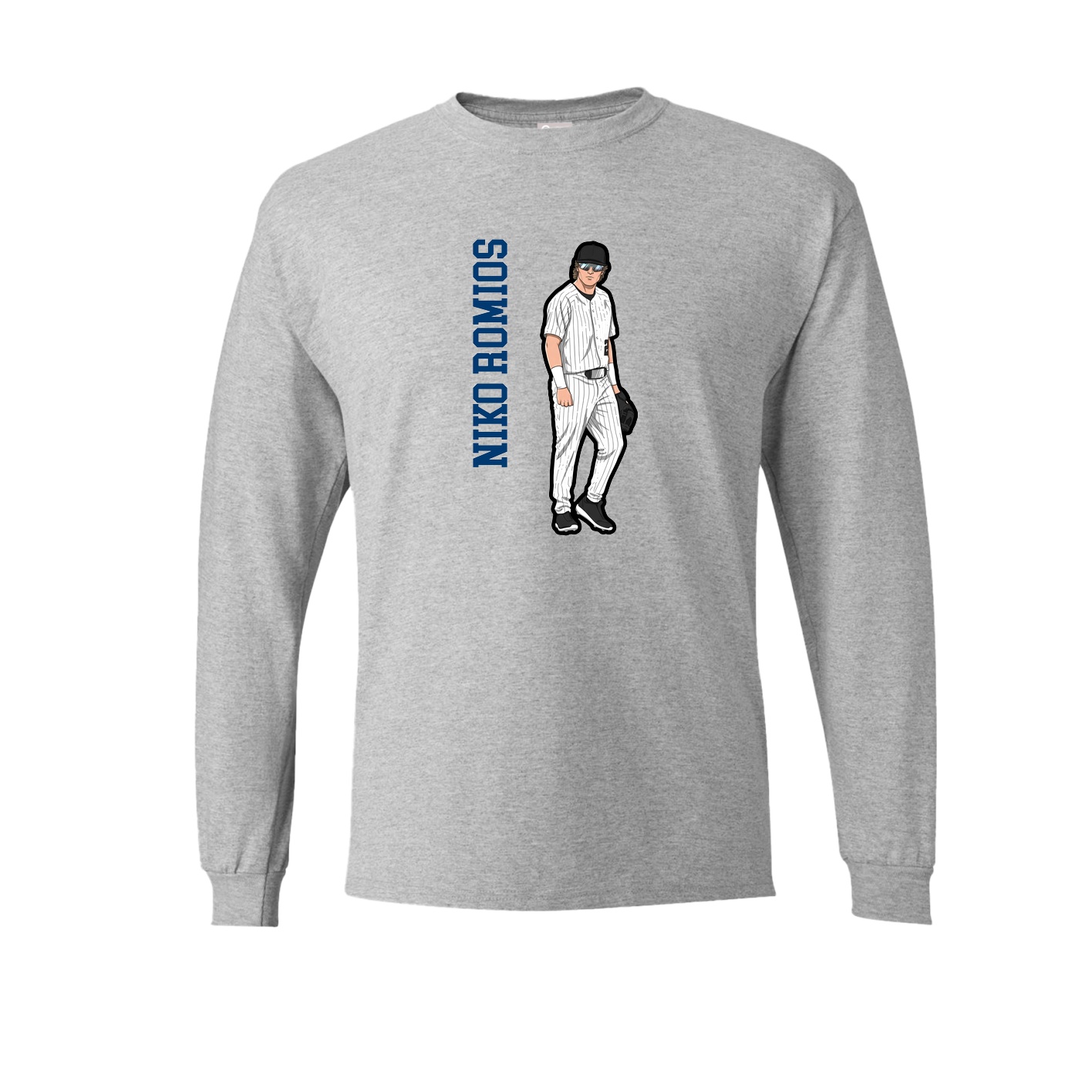 Long Sleeve Tee — Name Vertical in Grey