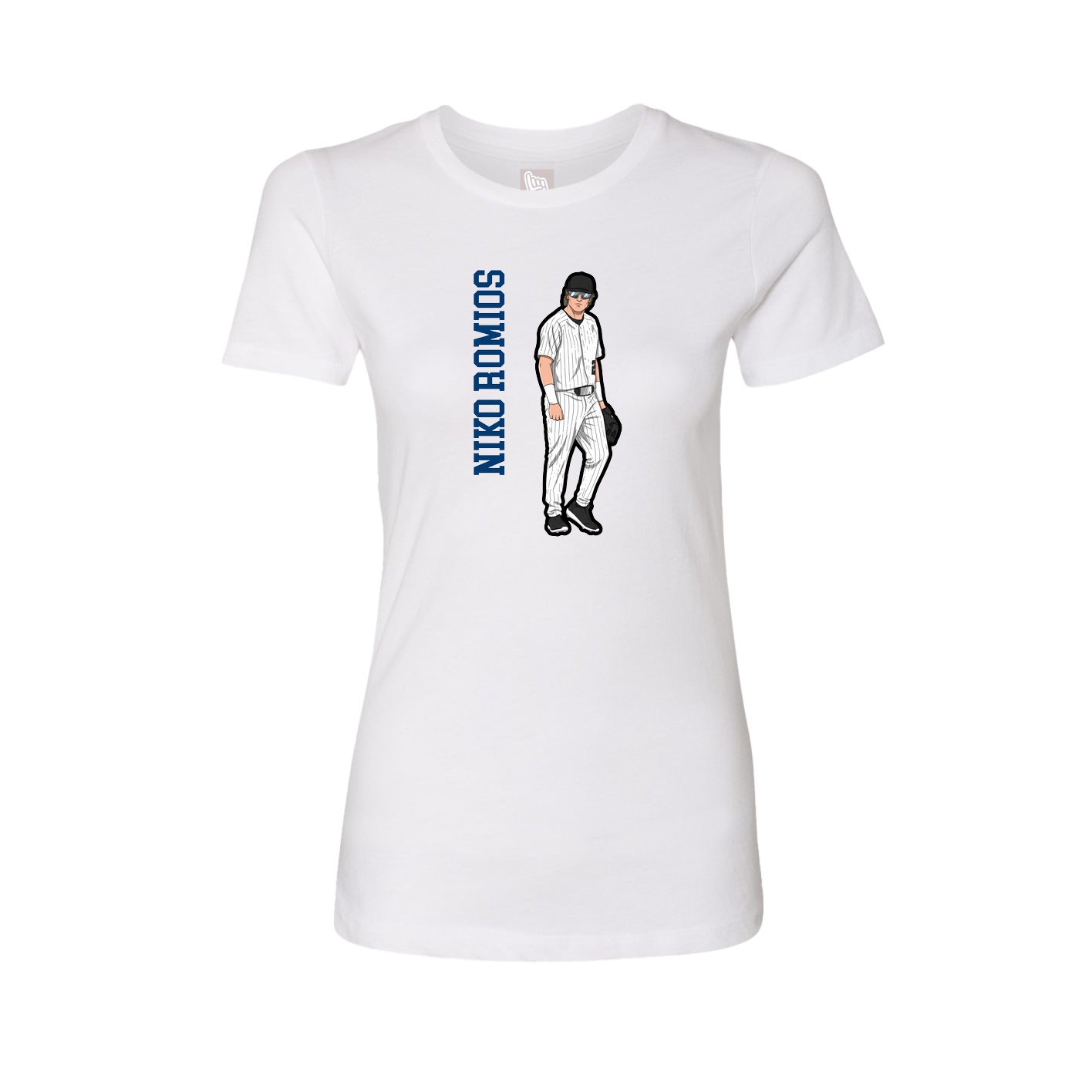 Fitted Women's Tee — Name Vertical in White
