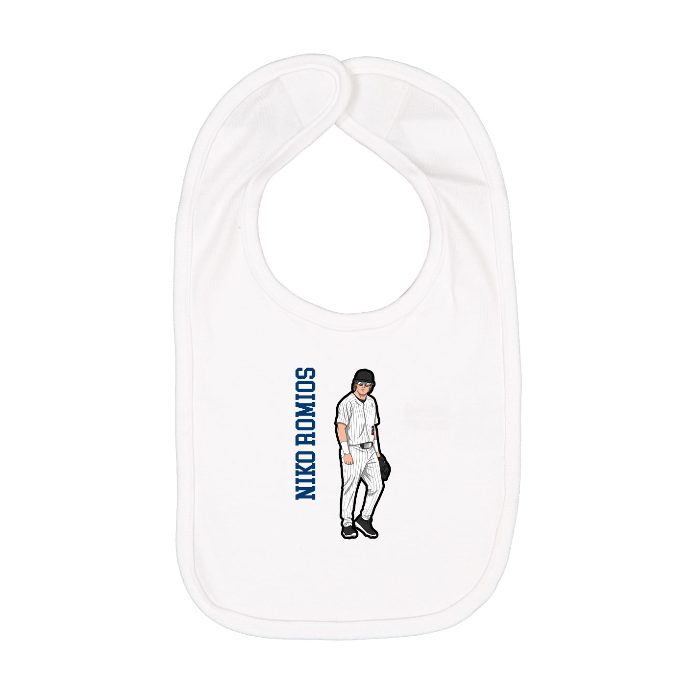 Infant Bib — Name Vertical in White