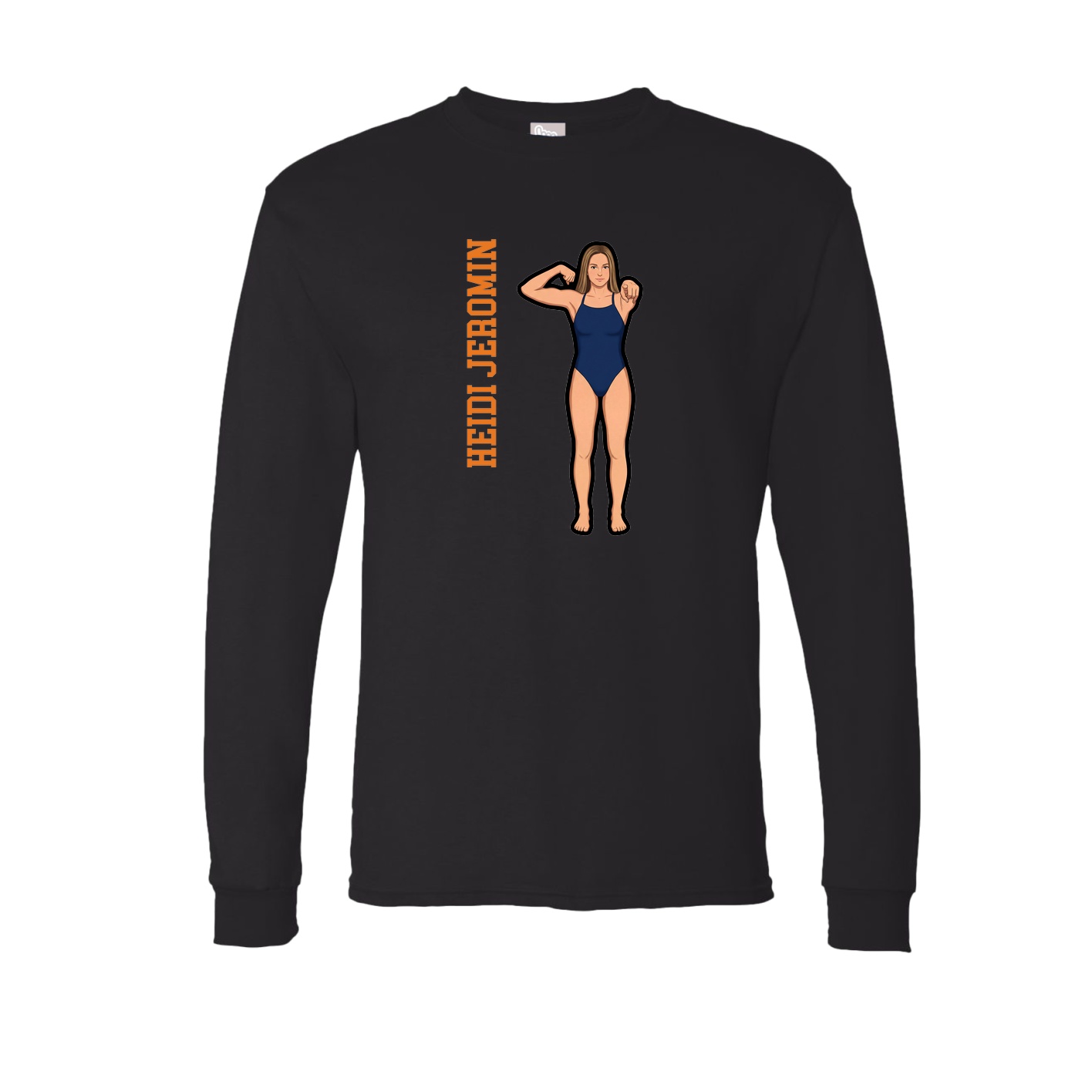 Long Sleeve Tee — Name Vertical in Black
