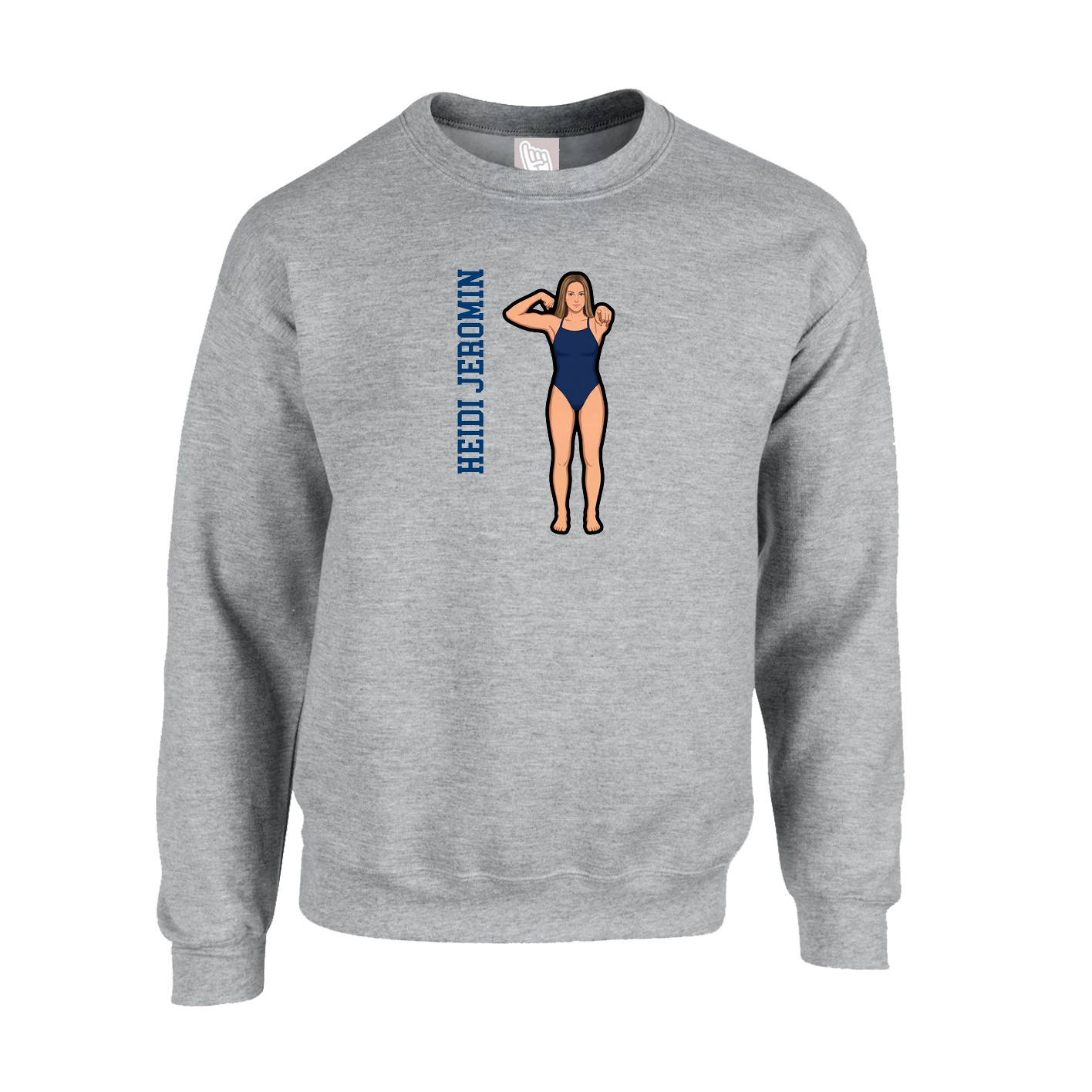 Fleece Crew — Name Vertical in Grey