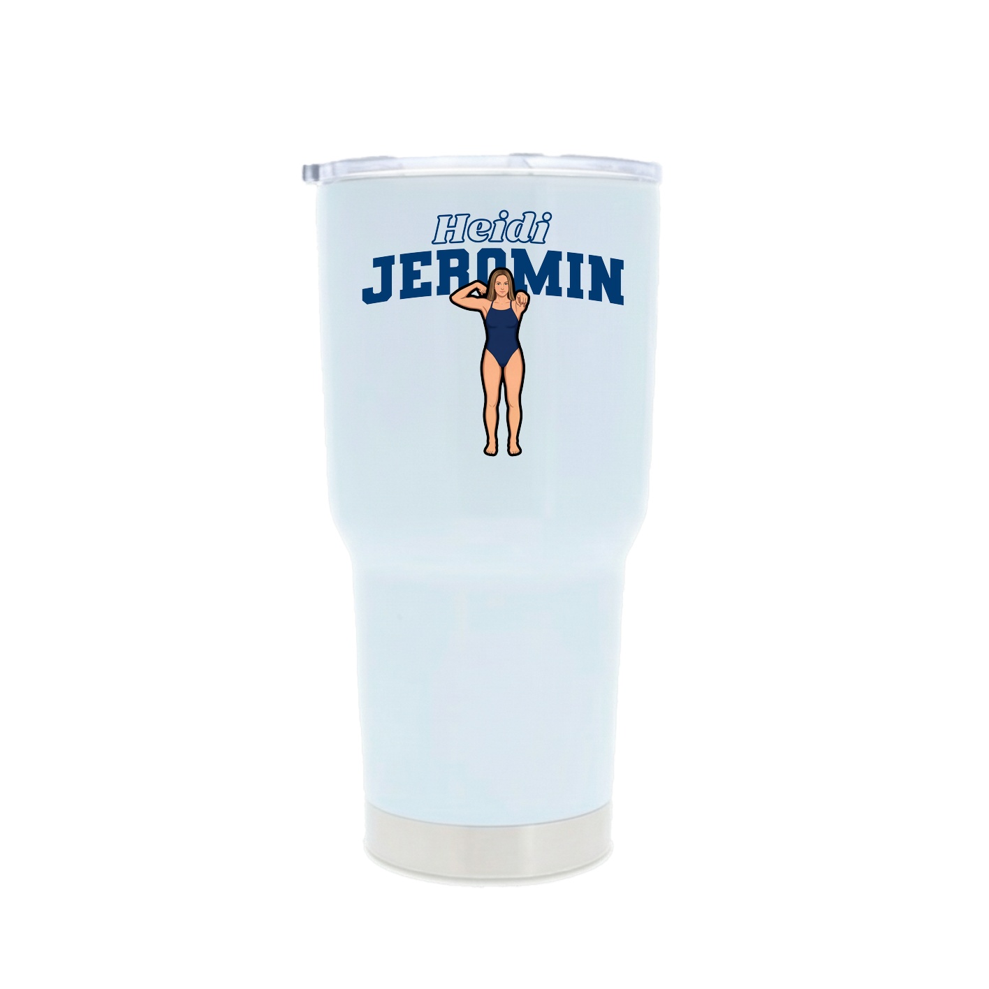 30oz Stainless Steel Tumbler — Name Arch in White