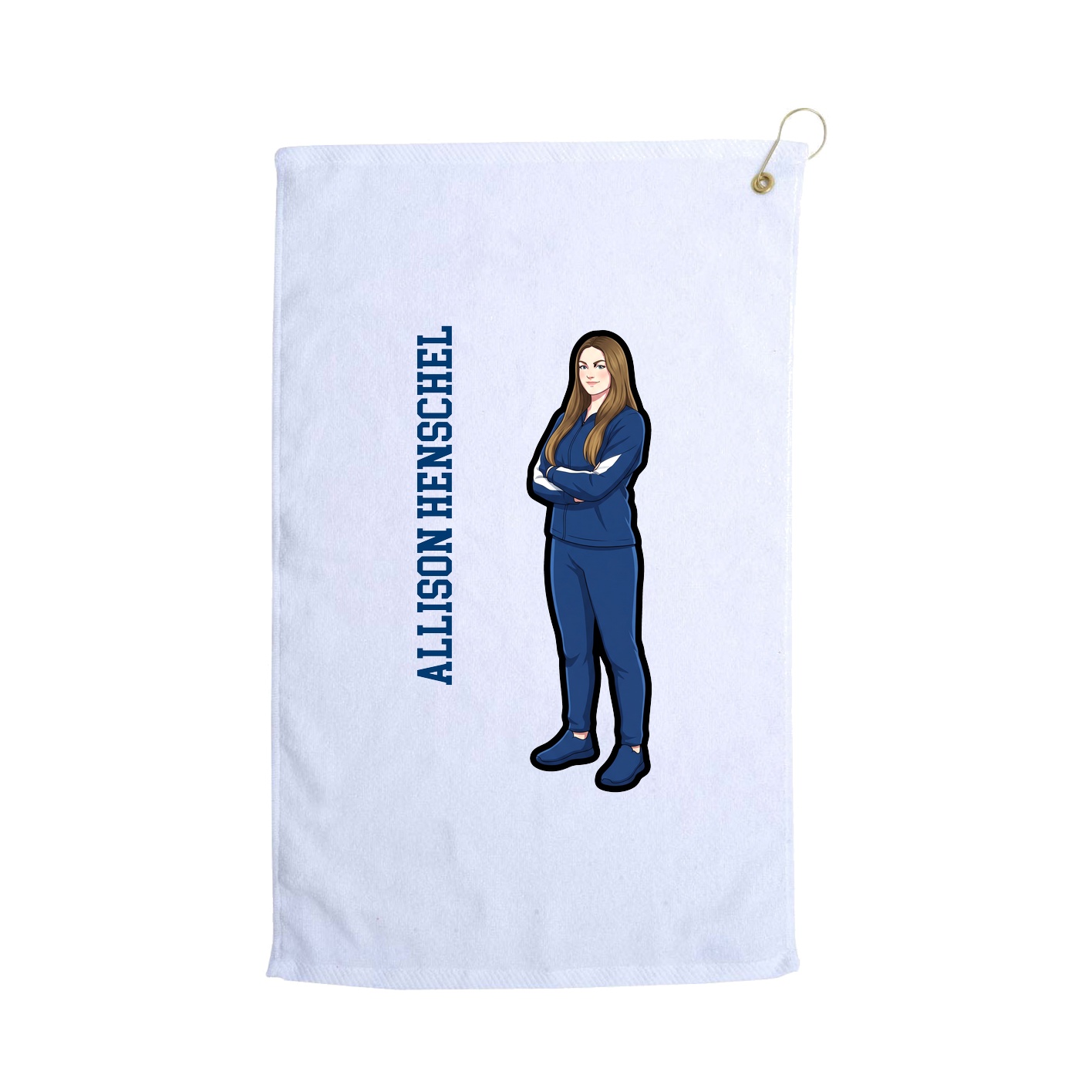 Golf Towel — Name Vertical in White