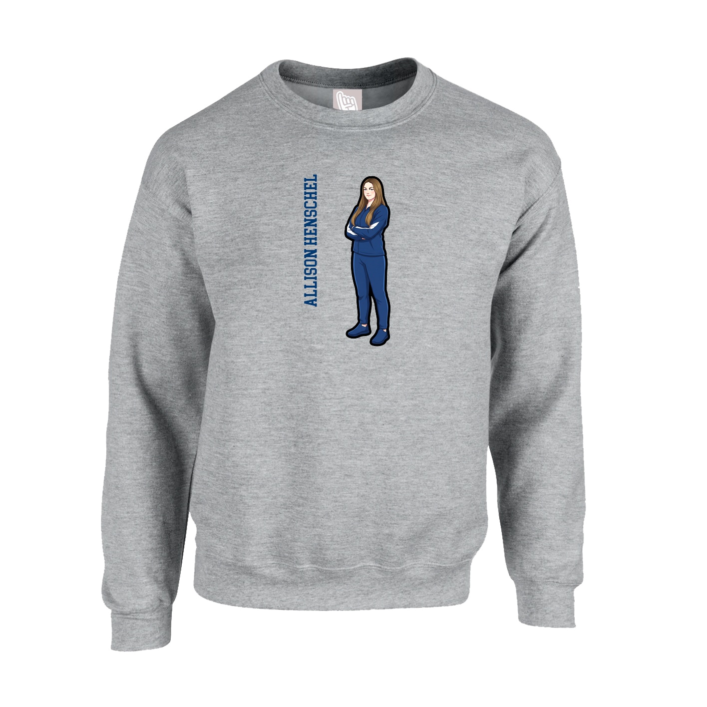 Fleece Crew — Name Vertical in Grey