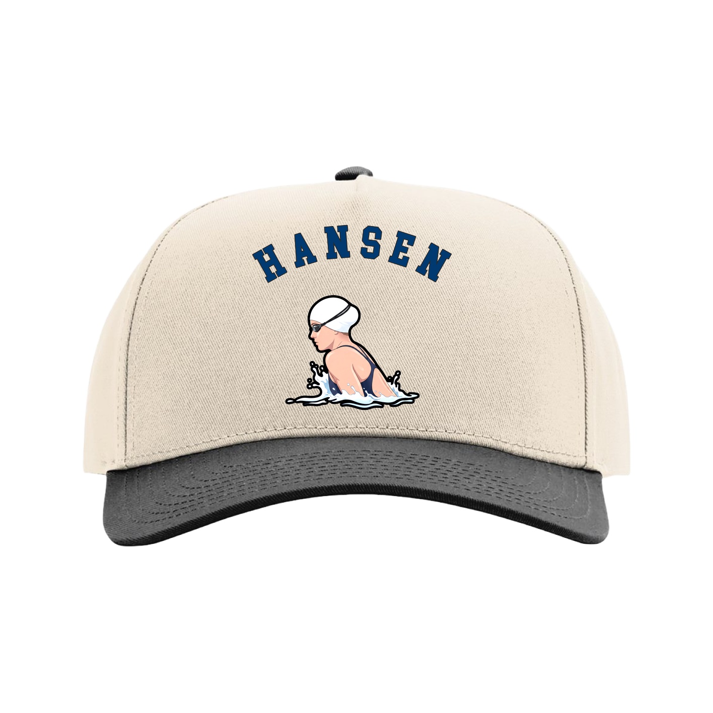 Full Fabric Five-Panel Champ Cap — Shirsey Arch in Cream/Black