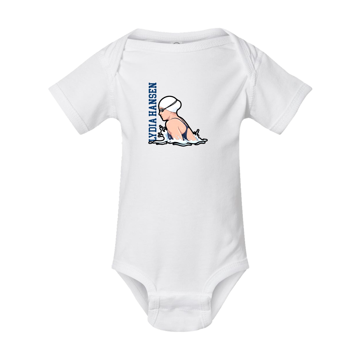 Baby Onesie — Name Vertical in White