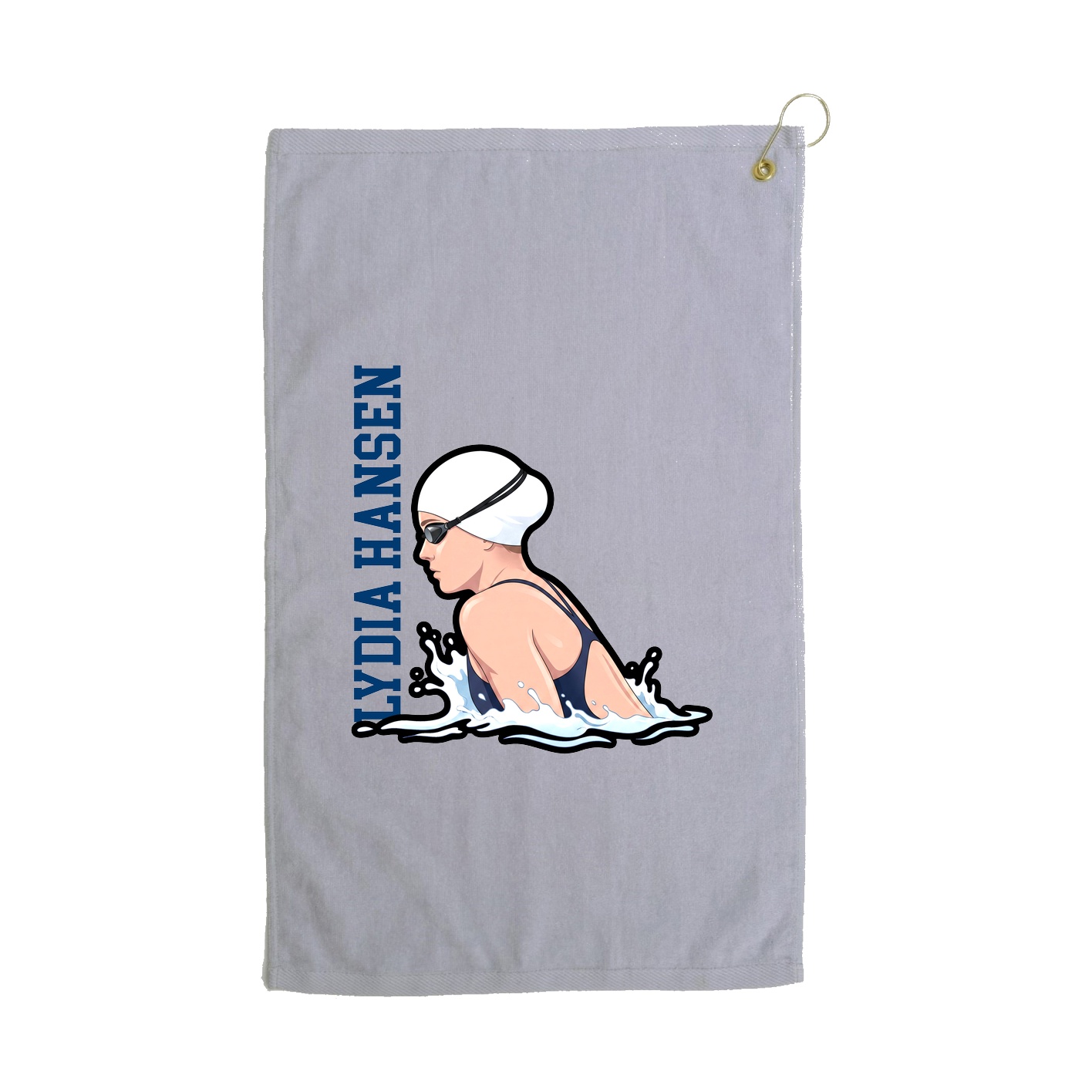 Golf Towel — Name Vertical in Grey