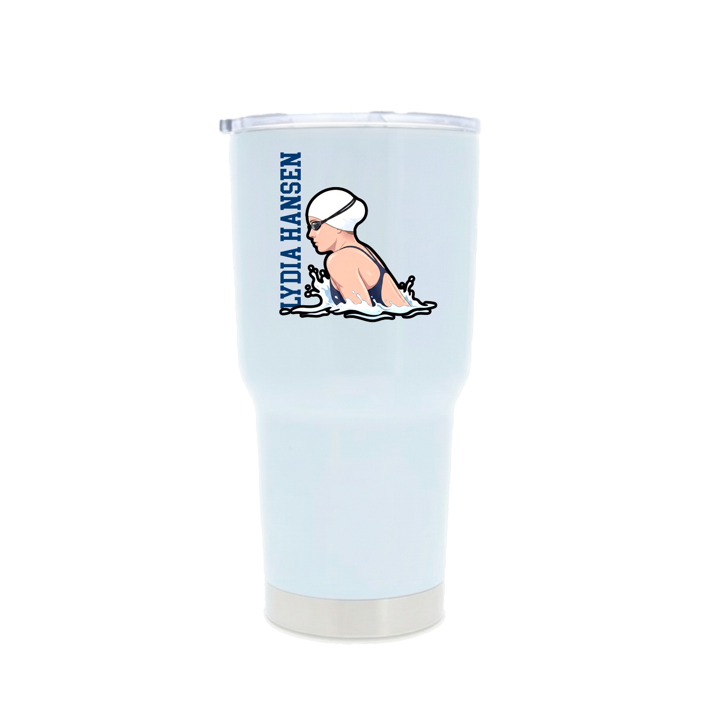 30oz Stainless Steel Tumbler — Name Vertical in White