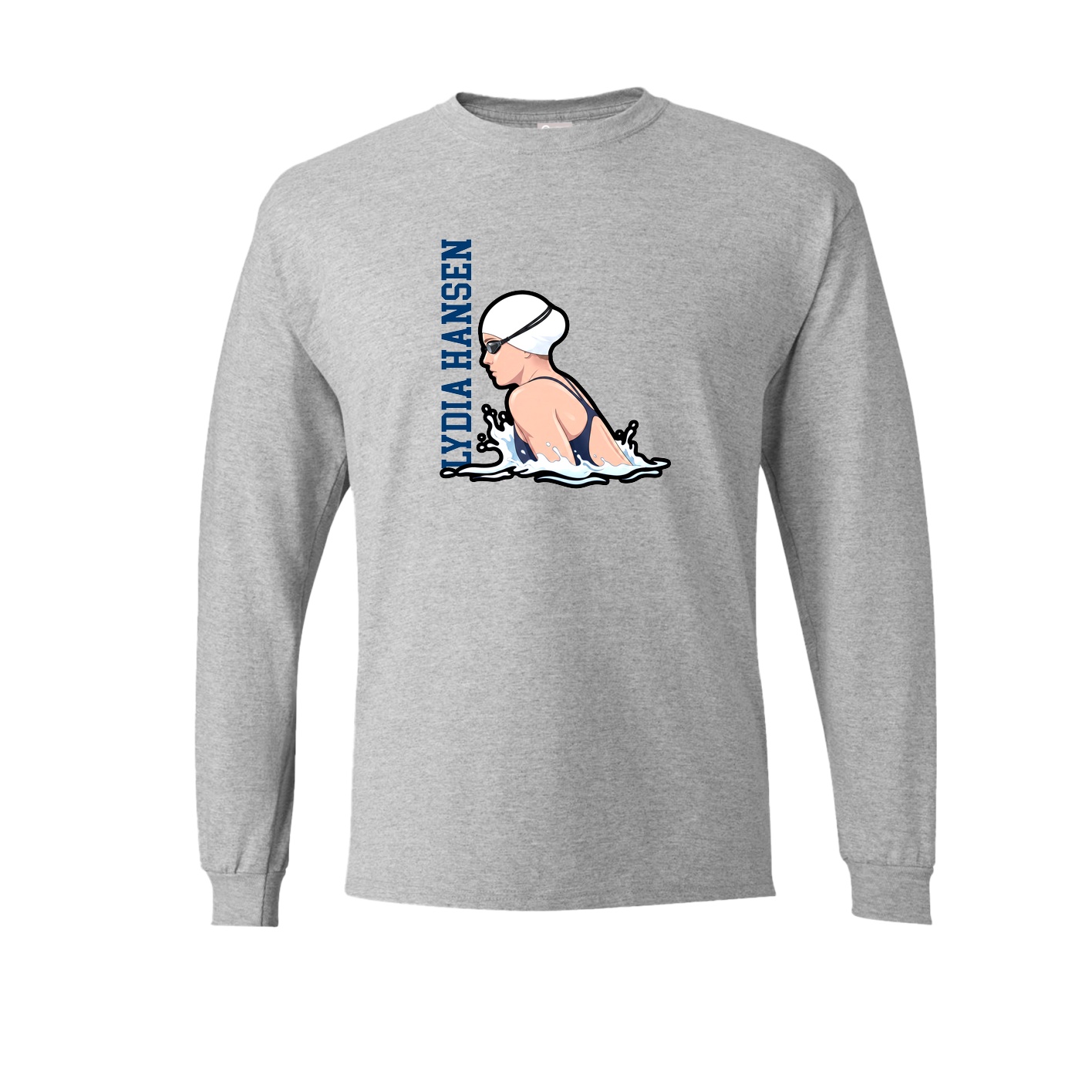 Long Sleeve Tee — Name Vertical in Grey