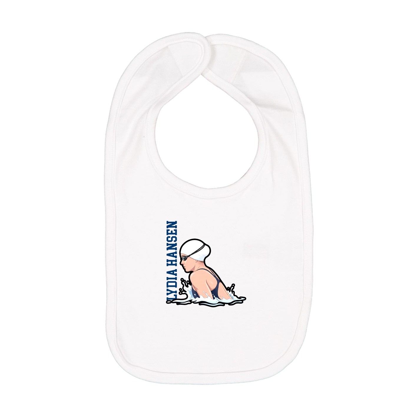 Infant Bib — Name Vertical in White
