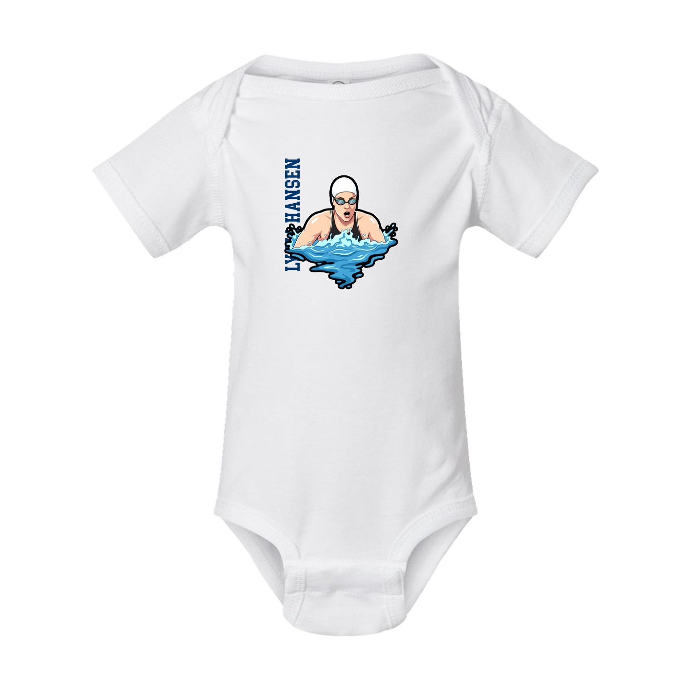 Baby Onesie — Name Vertical in White