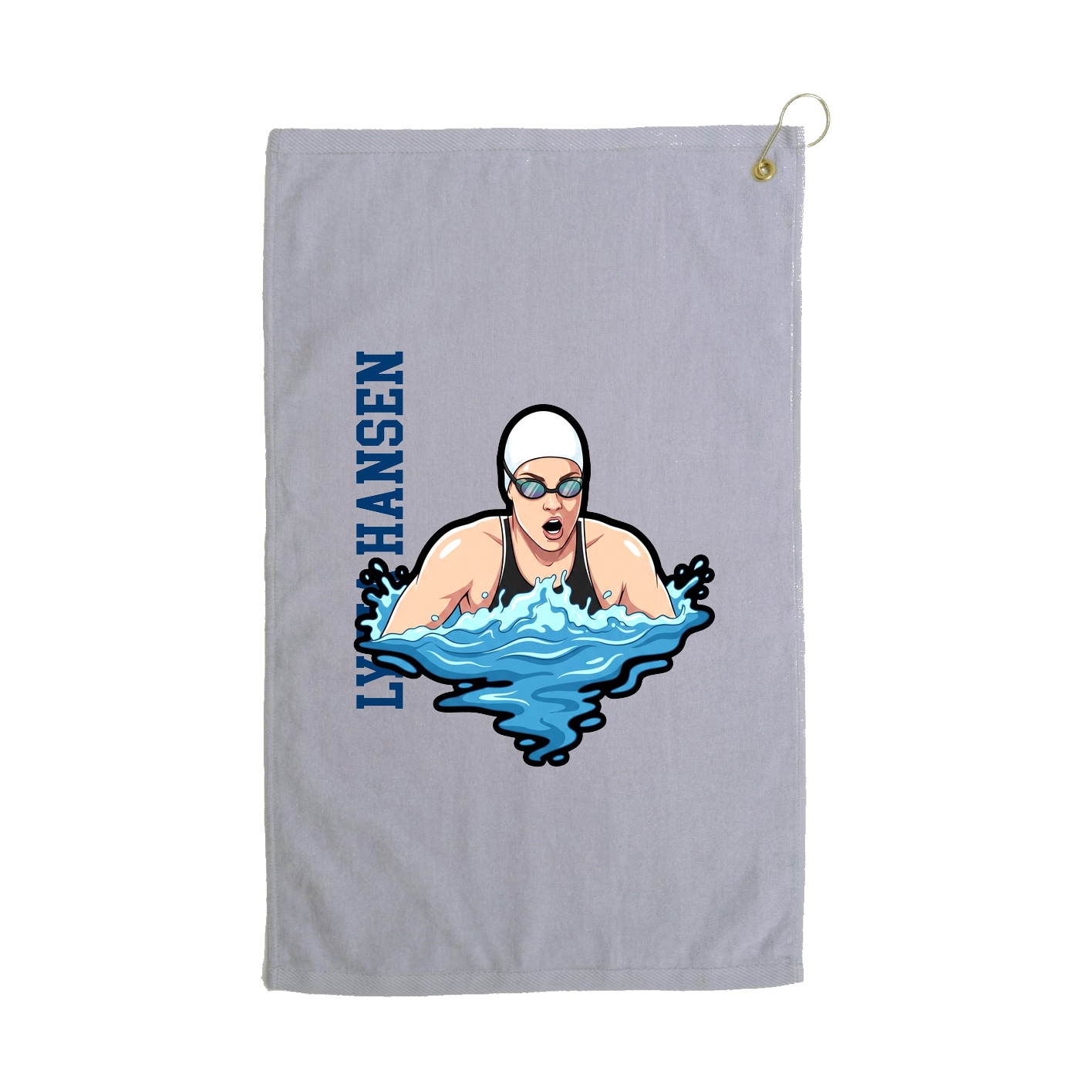 Golf Towel — Name Vertical in Grey