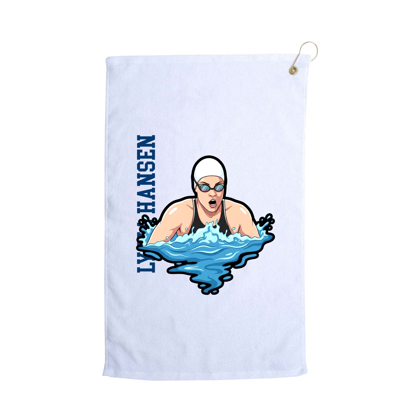 Golf Towel — Name Vertical in White
