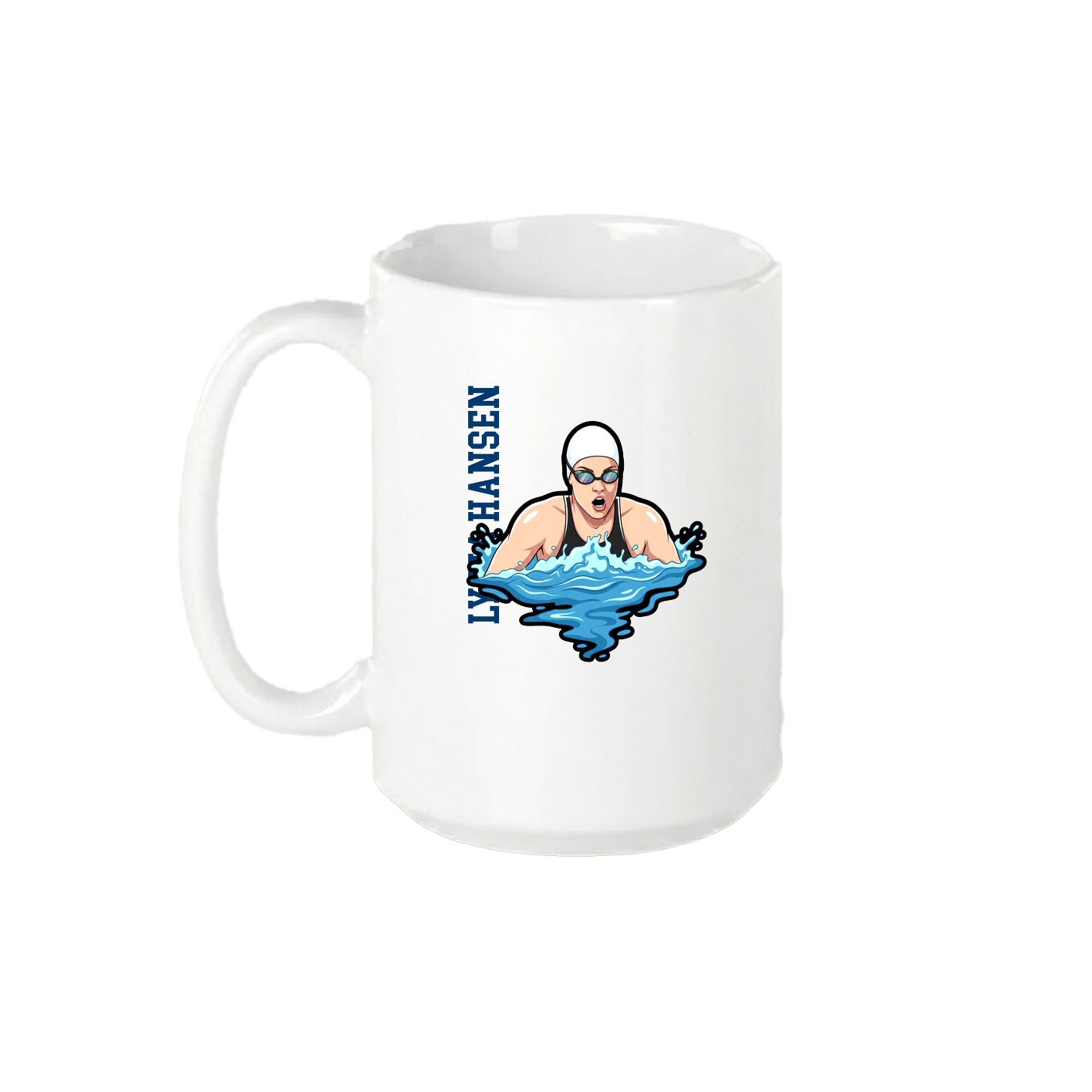 15oz Coffee Mug — Name Vertical in White