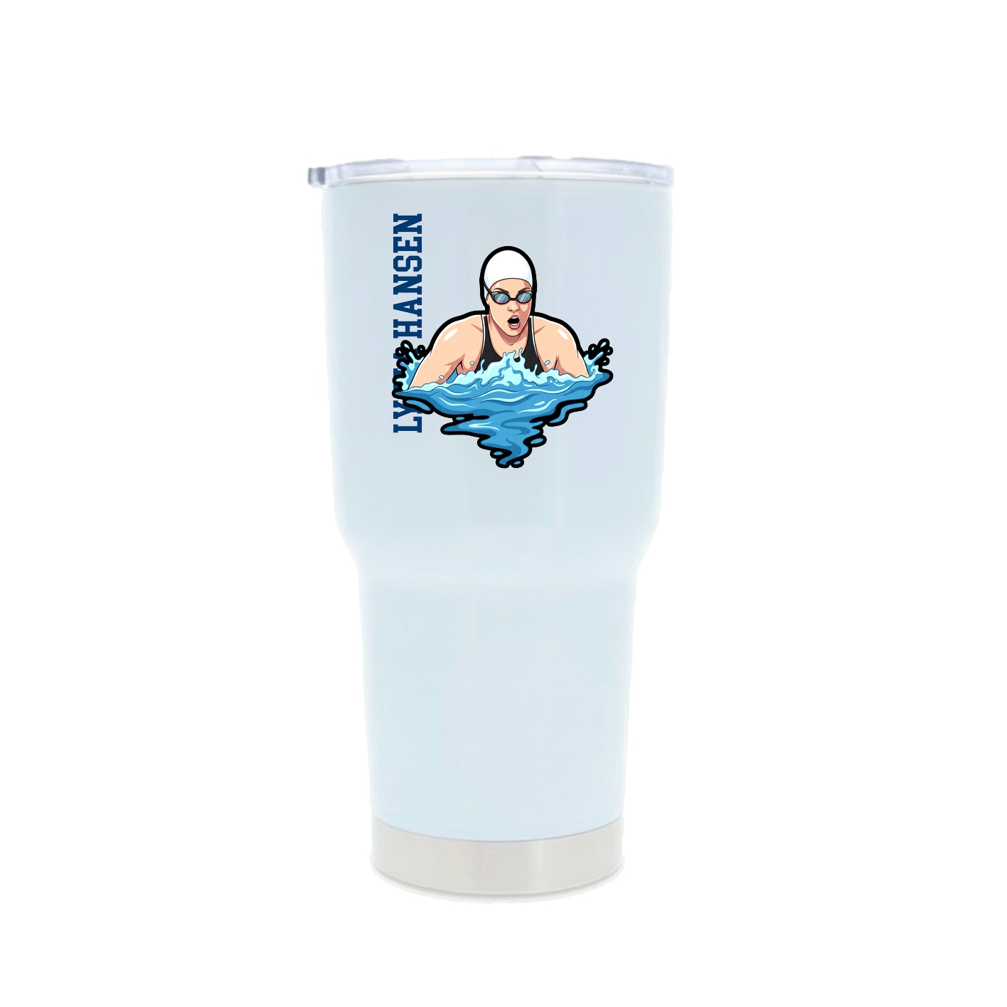 30oz Stainless Steel Tumbler — Name Vertical in White