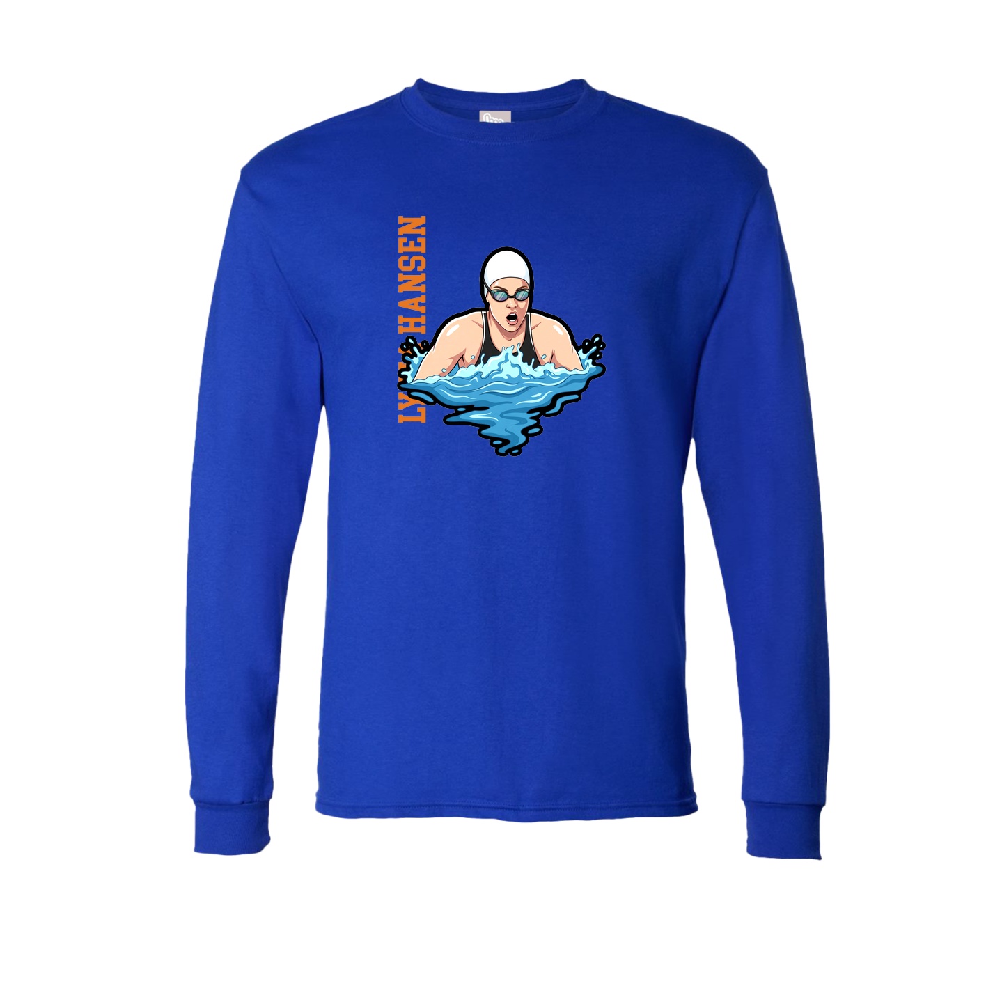 Long Sleeve Tee — Name Vertical in Royal