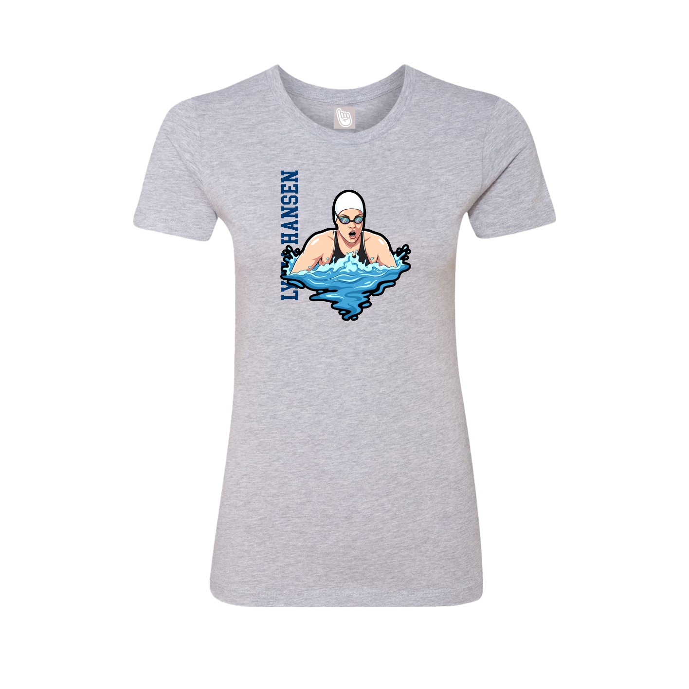 Fitted Women's Tee — Name Vertical in Grey