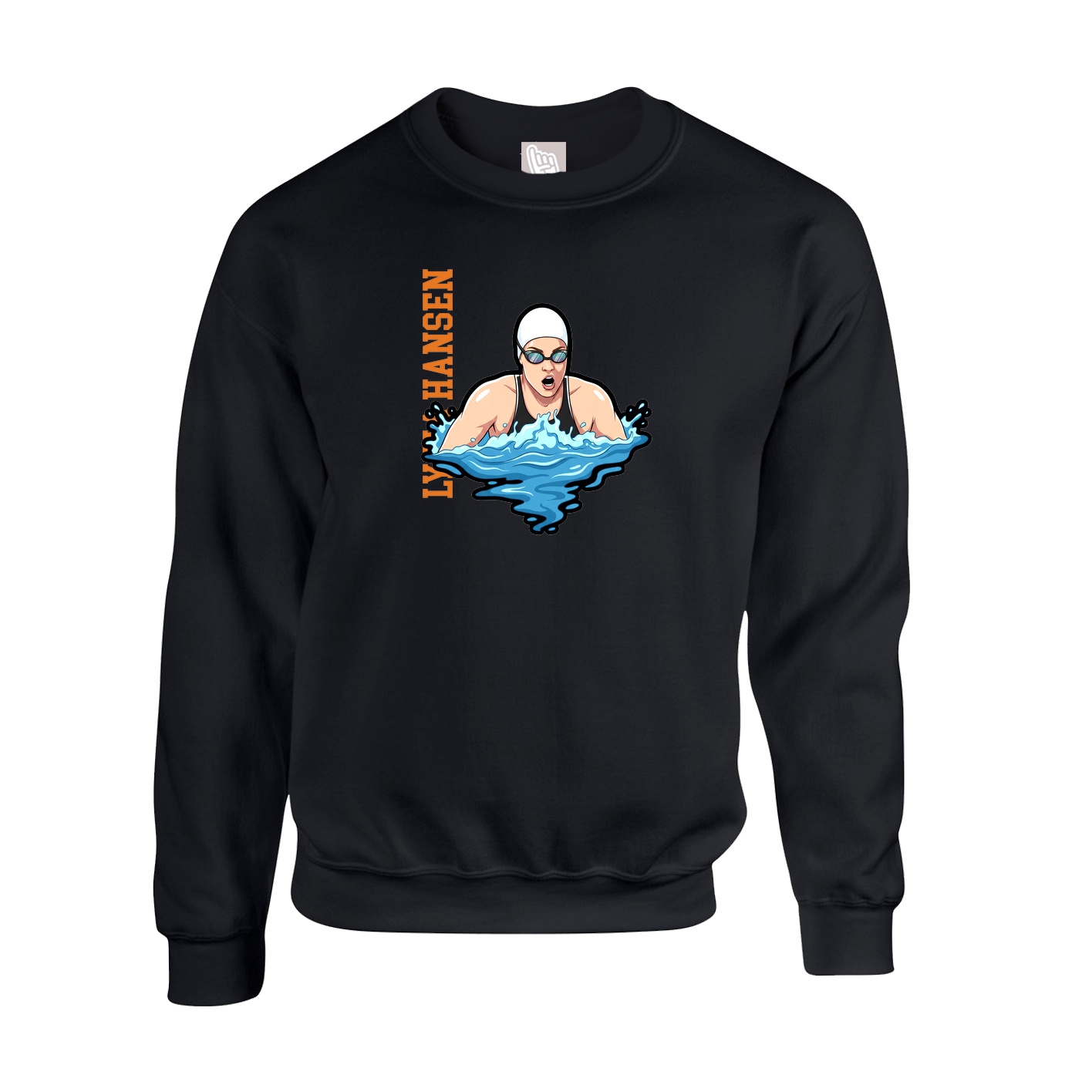 Fleece Crew — Name Vertical in Black