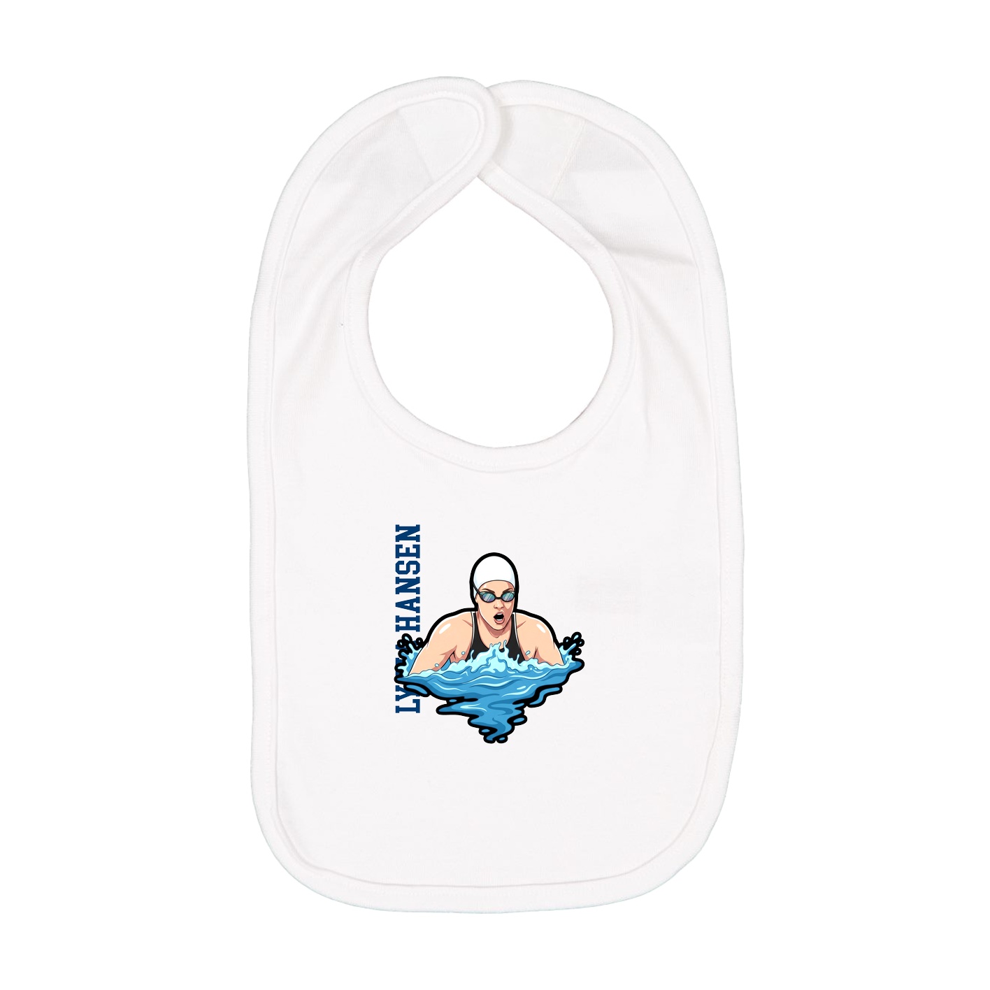 Infant Bib — Name Vertical in White