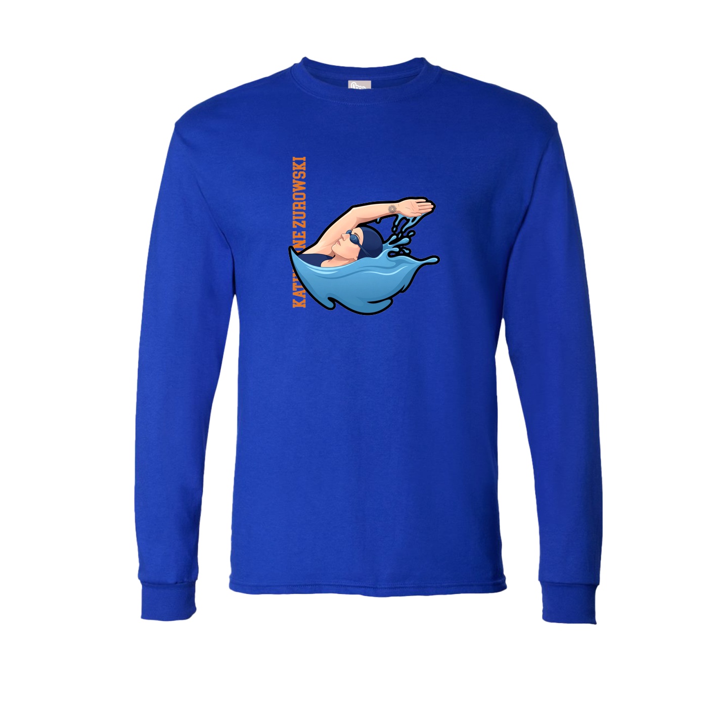 Long Sleeve Tee — Name Vertical in Royal