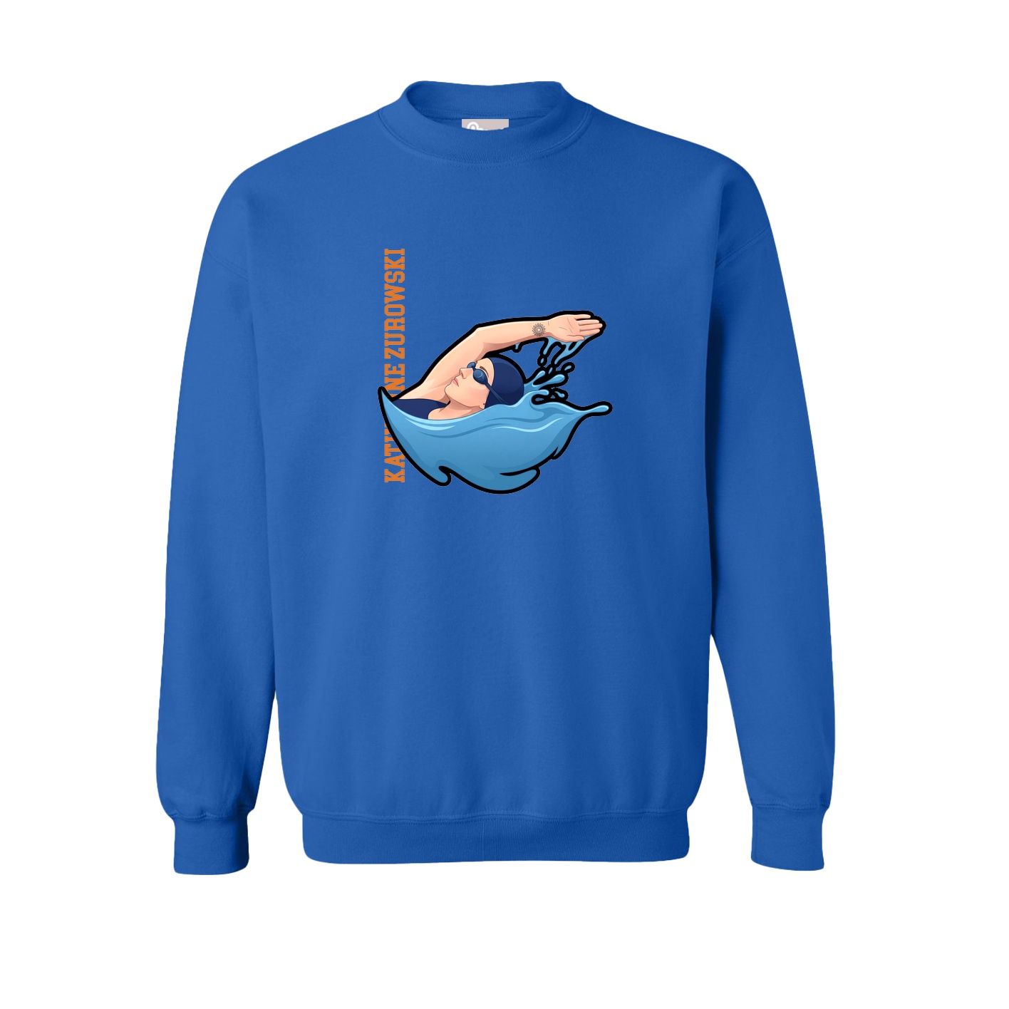 Fleece Crew — Name Vertical in Royal