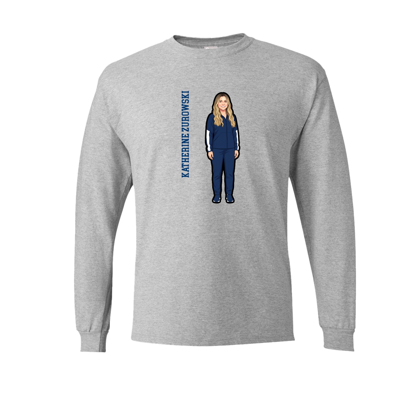 Long Sleeve Tee — Name Vertical in Grey
