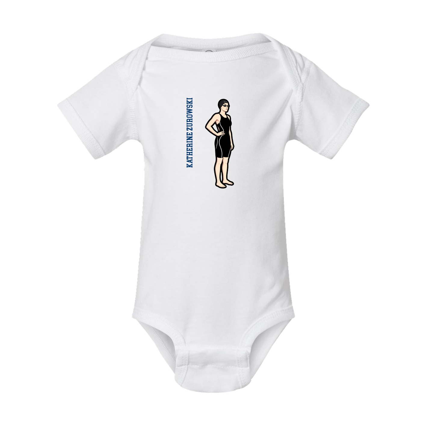 Baby Onesie — Name Vertical in White