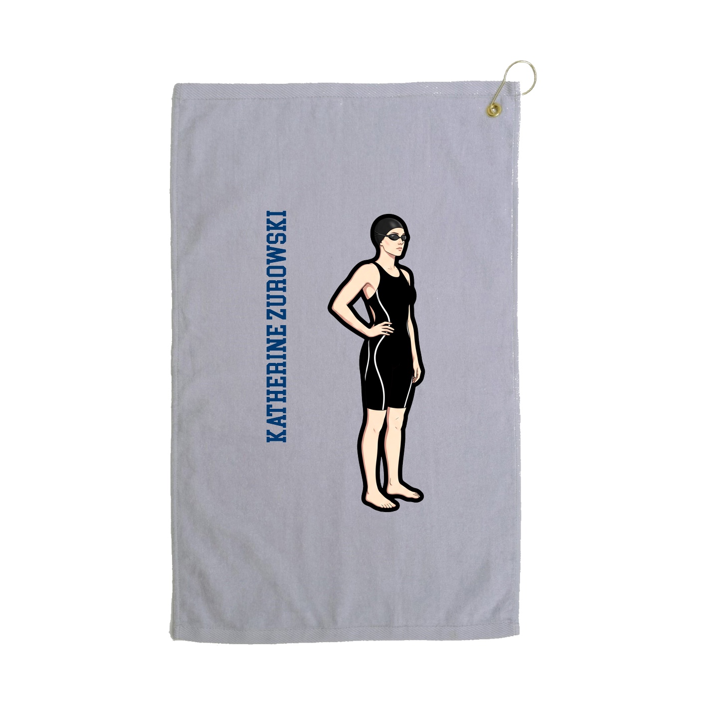 Golf Towel — Name Vertical in Grey