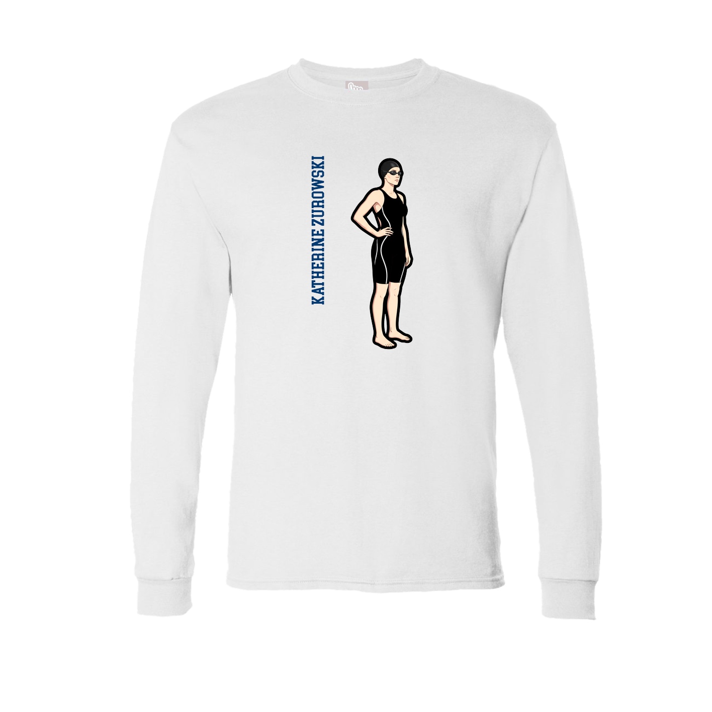 Long Sleeve Tee — Name Vertical in White