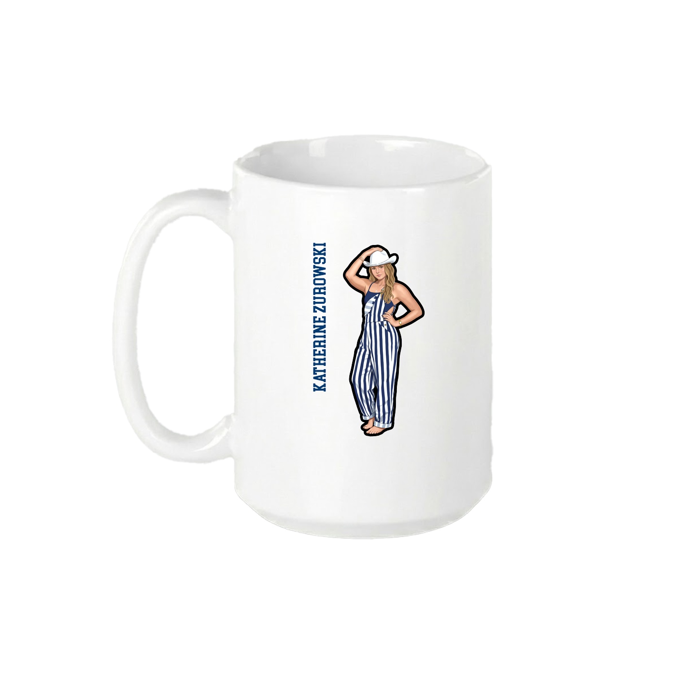 15oz Coffee Mug — Name Vertical in White