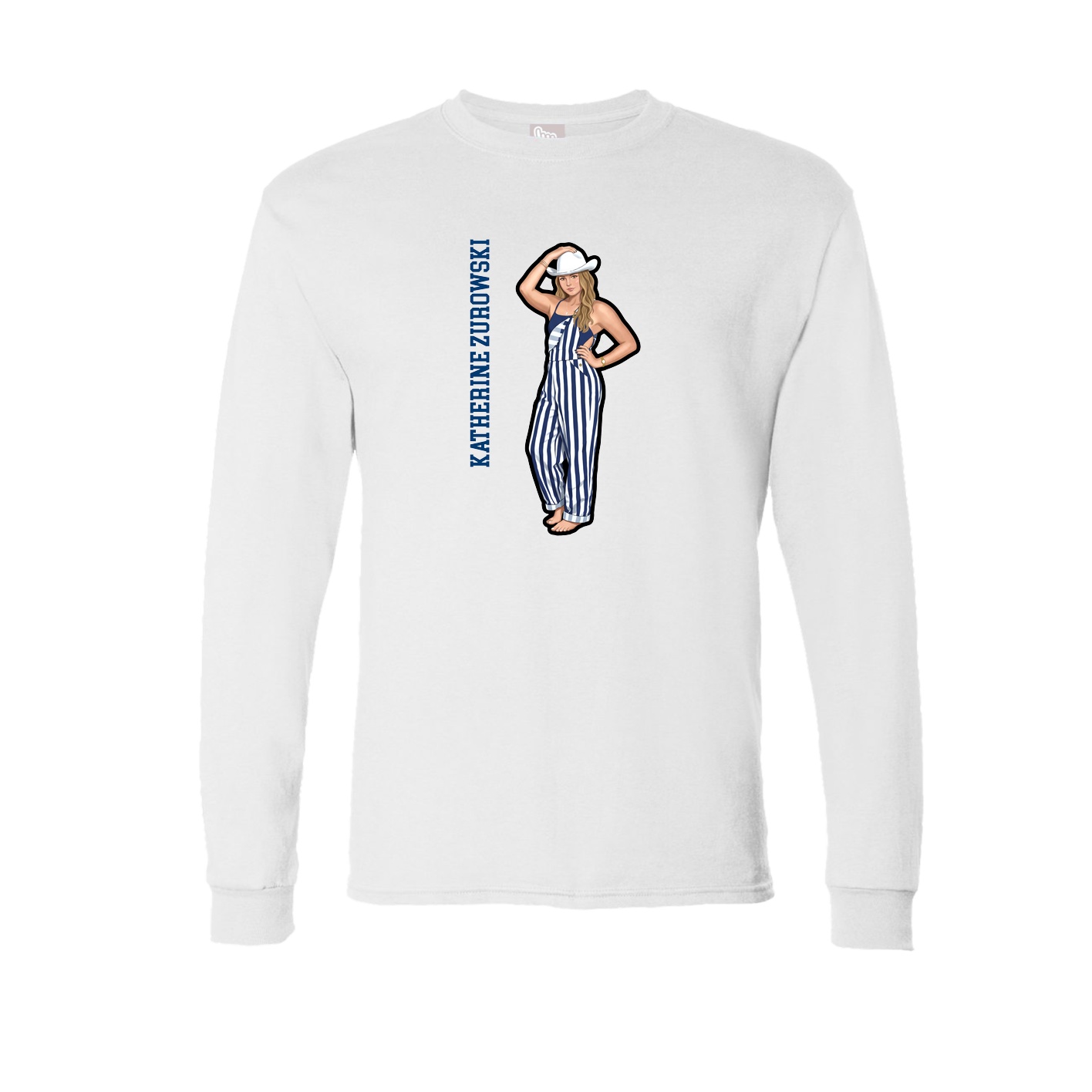 Long Sleeve Tee — Name Vertical in White