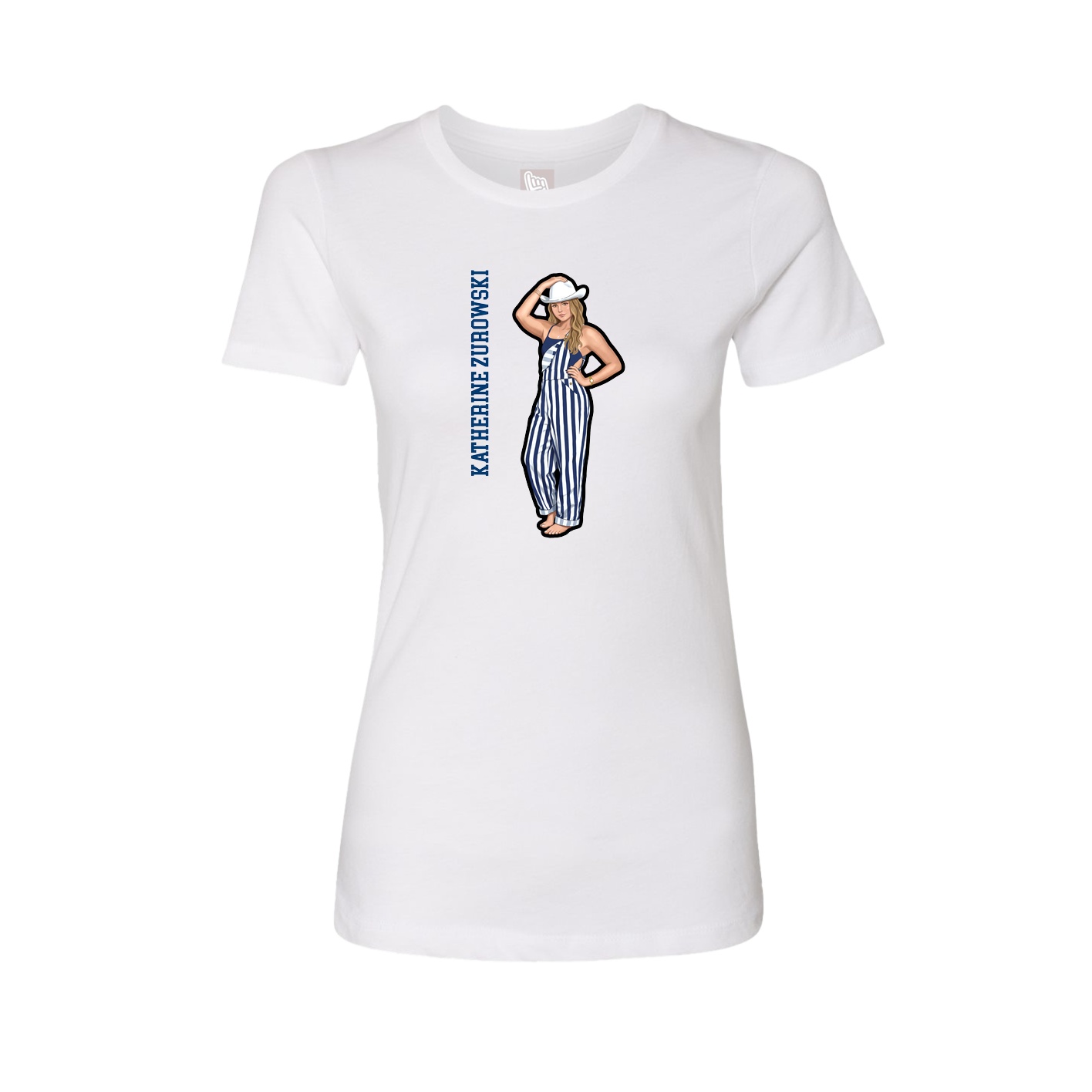 Fitted Women's Tee — Name Vertical in White