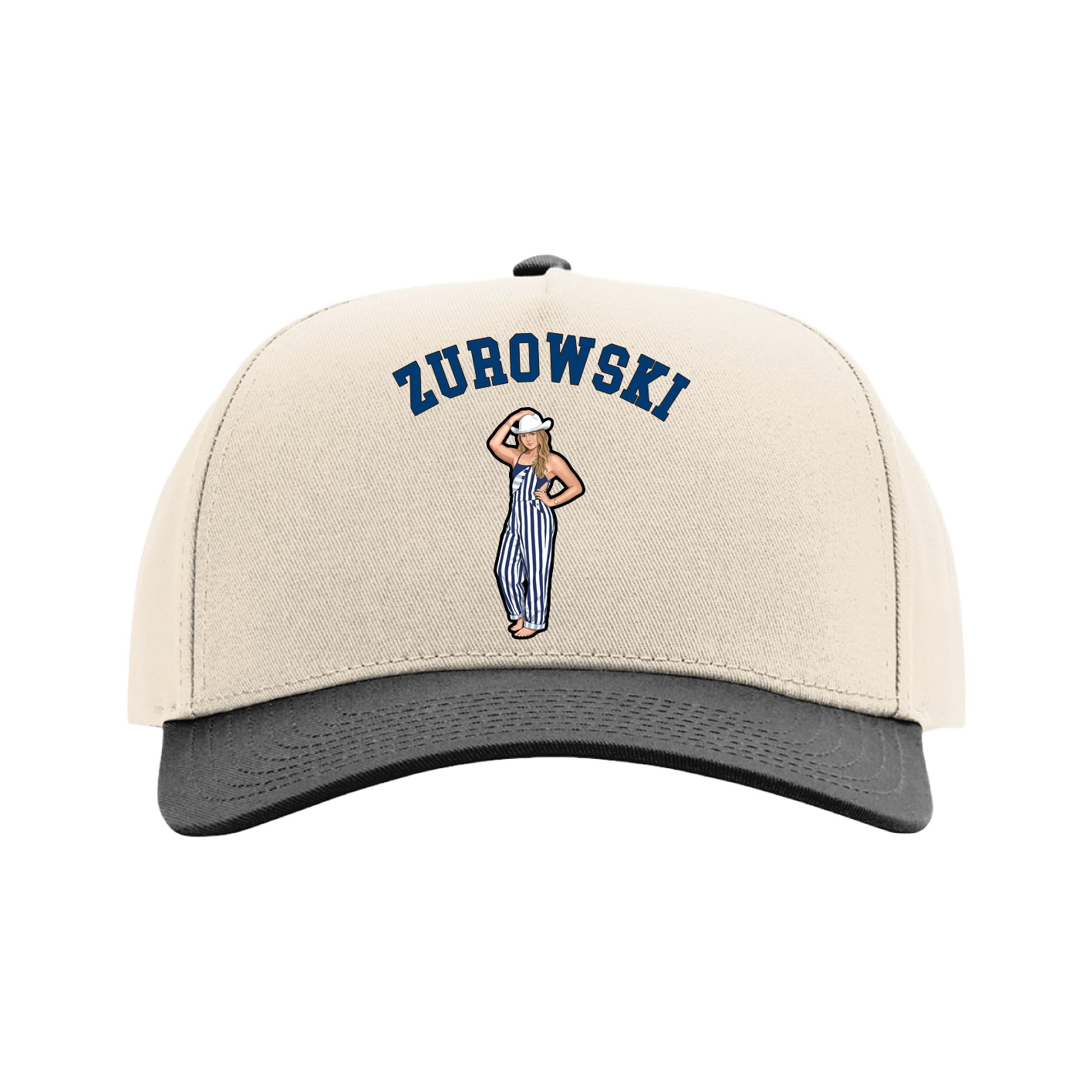 Full Fabric Five-Panel Champ Cap — Shirsey Arch in Cream/Black