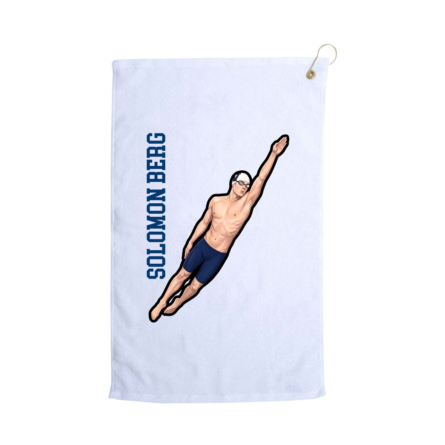 Golf Towel — Name Vertical in White