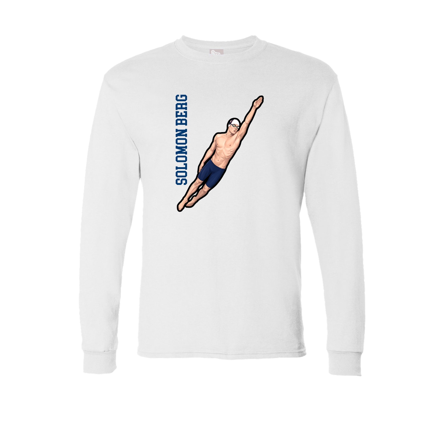 Long Sleeve Tee — Name Vertical in White