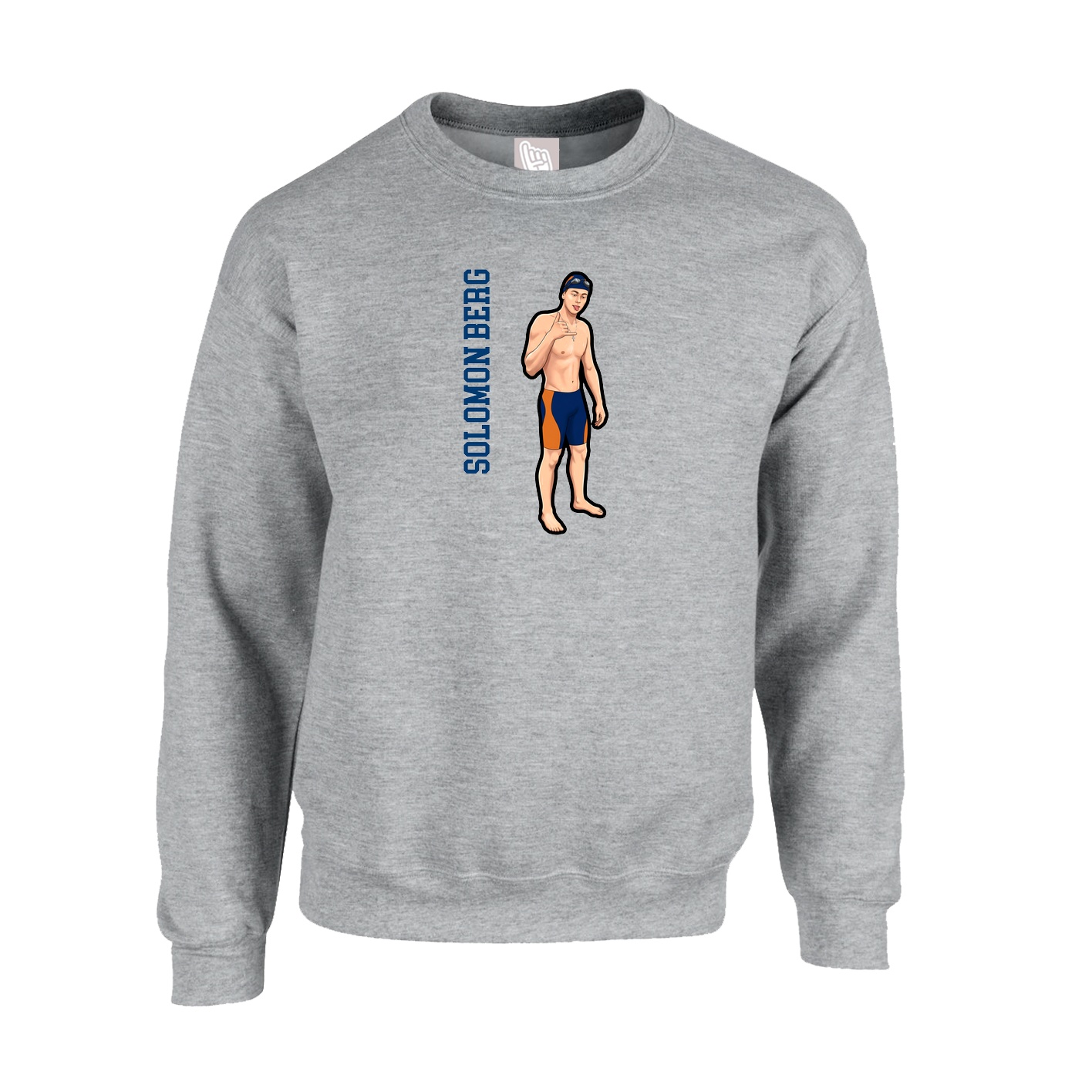 Fleece Crew — Name Vertical in Grey