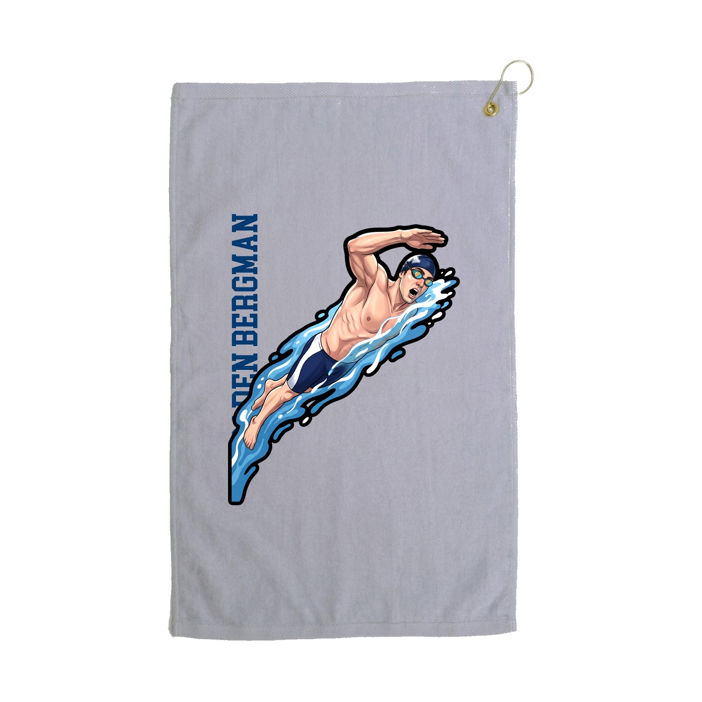 Golf Towel — Name Vertical in Grey
