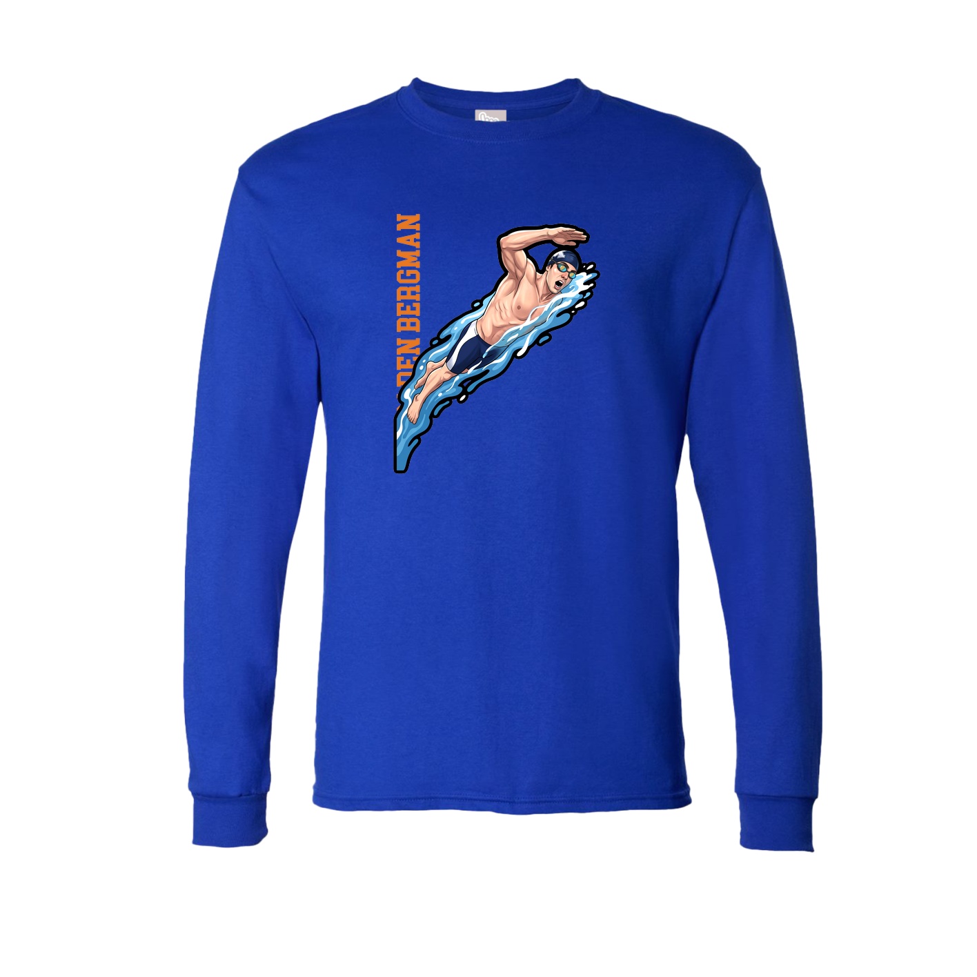 Long Sleeve Tee — Name Vertical in Royal