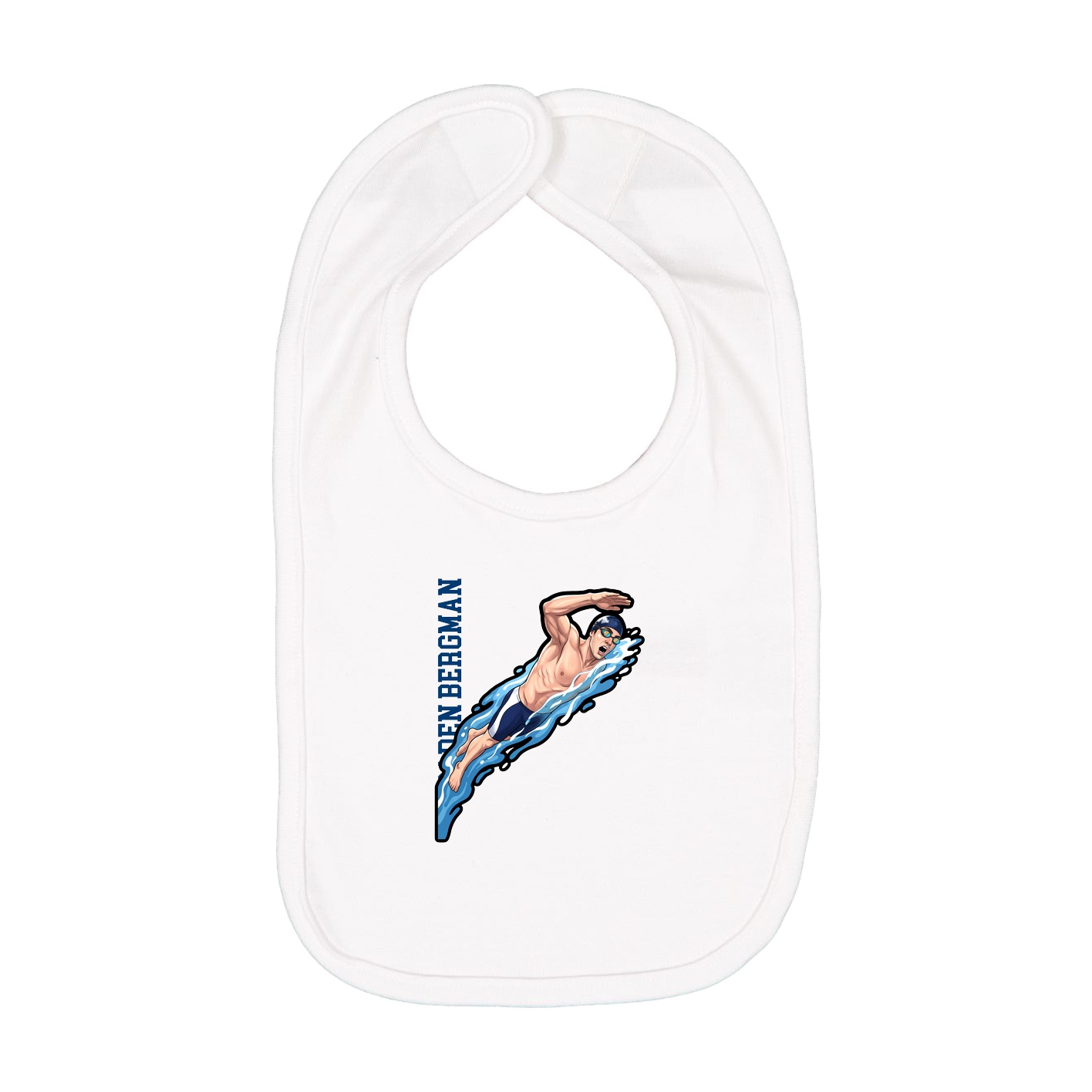 Infant Bib — Name Vertical in White