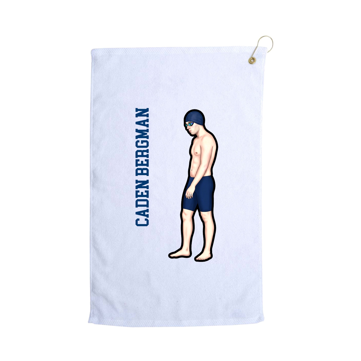 Golf Towel — Name Vertical in White