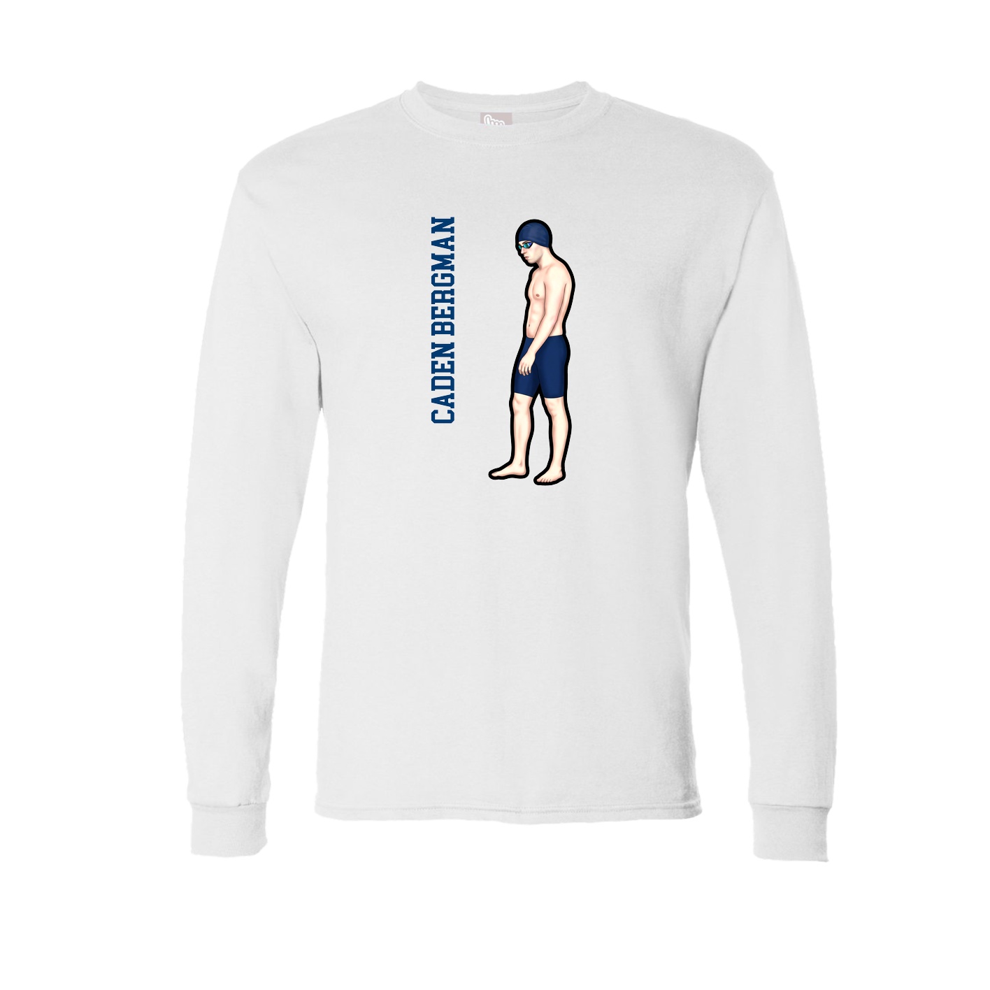 Long Sleeve Tee — Name Vertical in White