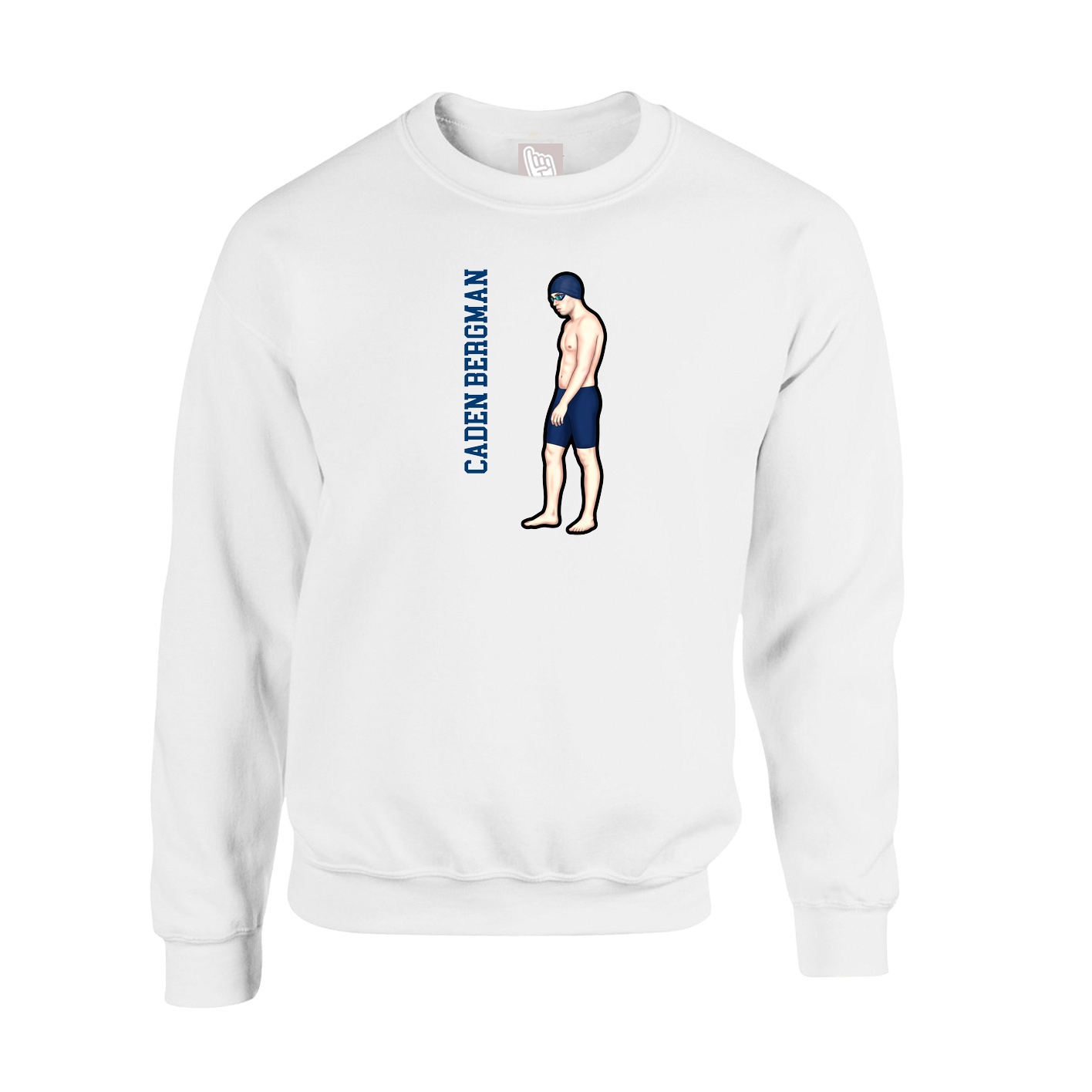 Fleece Crew — Name Vertical in White