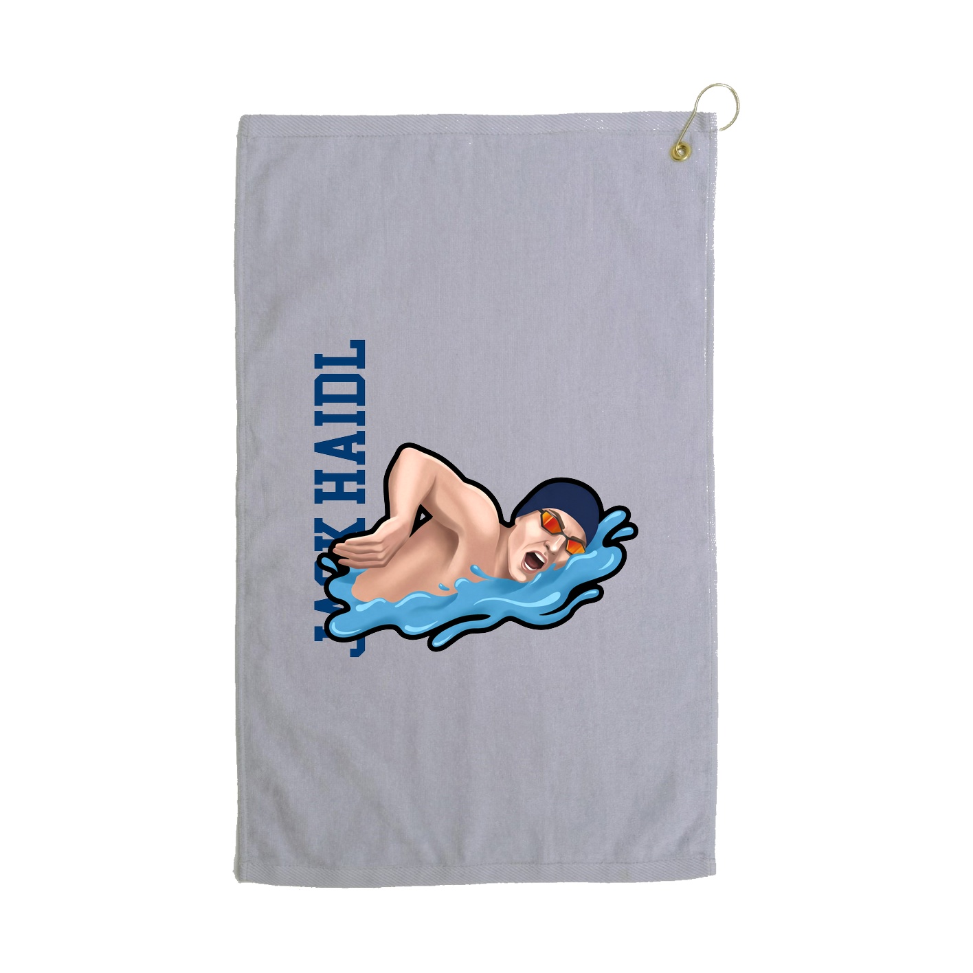 Golf Towel — Name Vertical in Grey