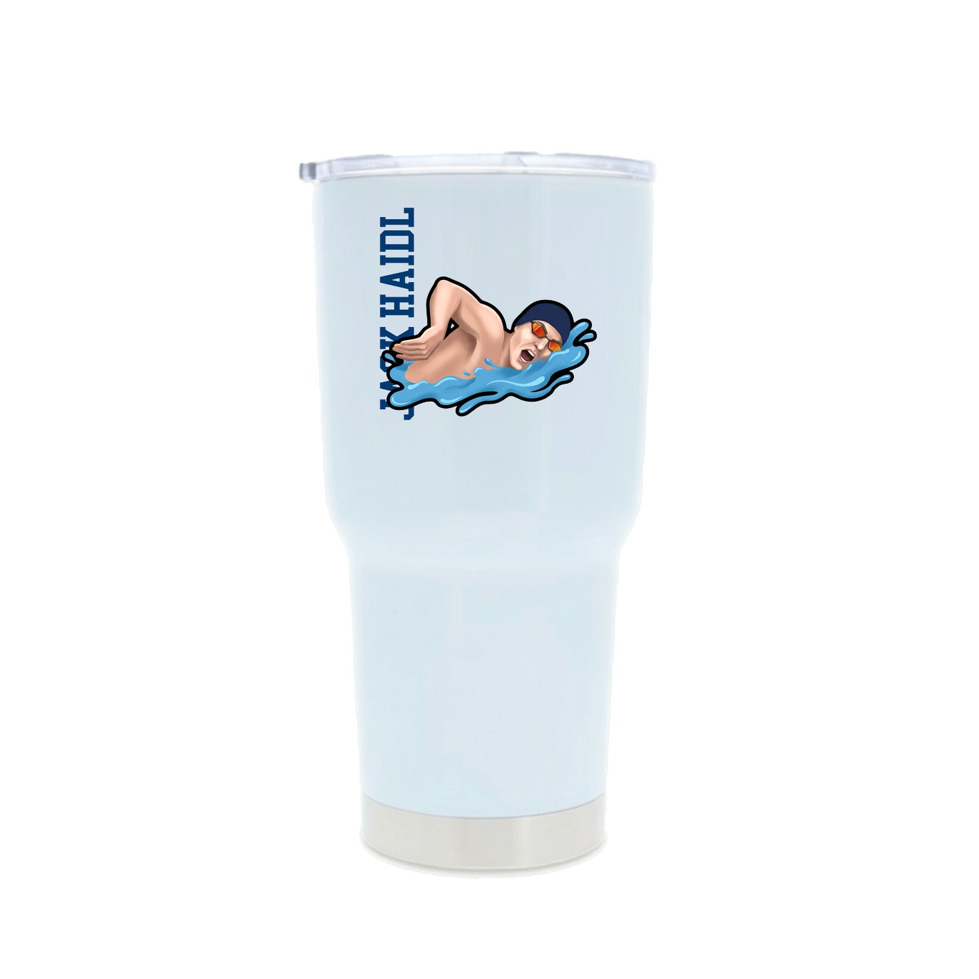 30oz Stainless Steel Tumbler — Name Vertical in White
