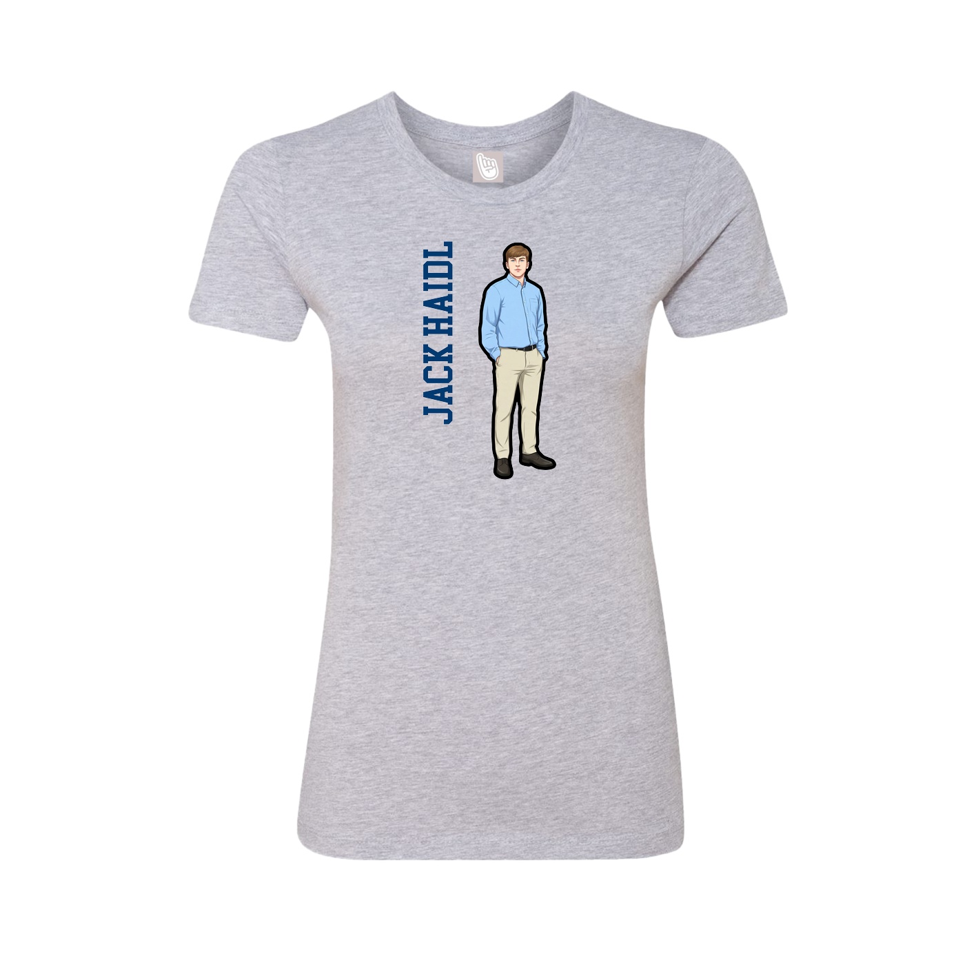 Fitted Women's Tee — Name Vertical in Grey
