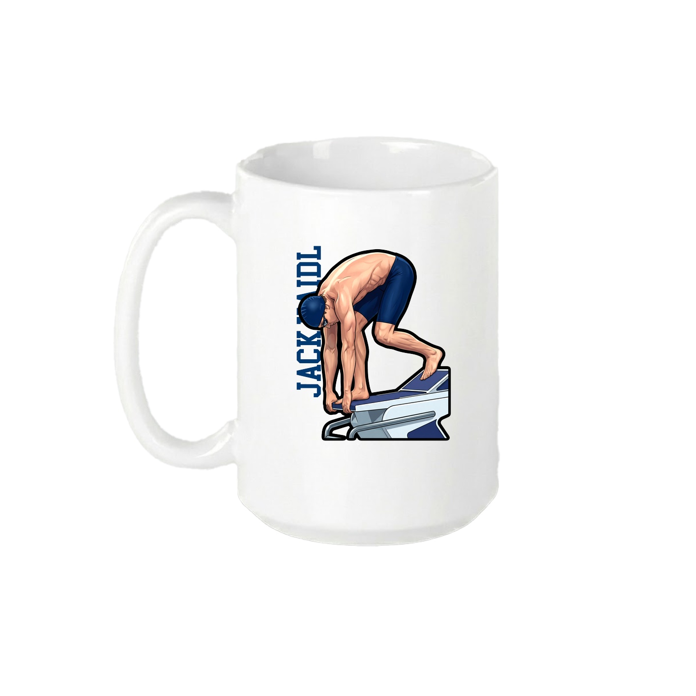 15oz Coffee Mug — Name Vertical in White